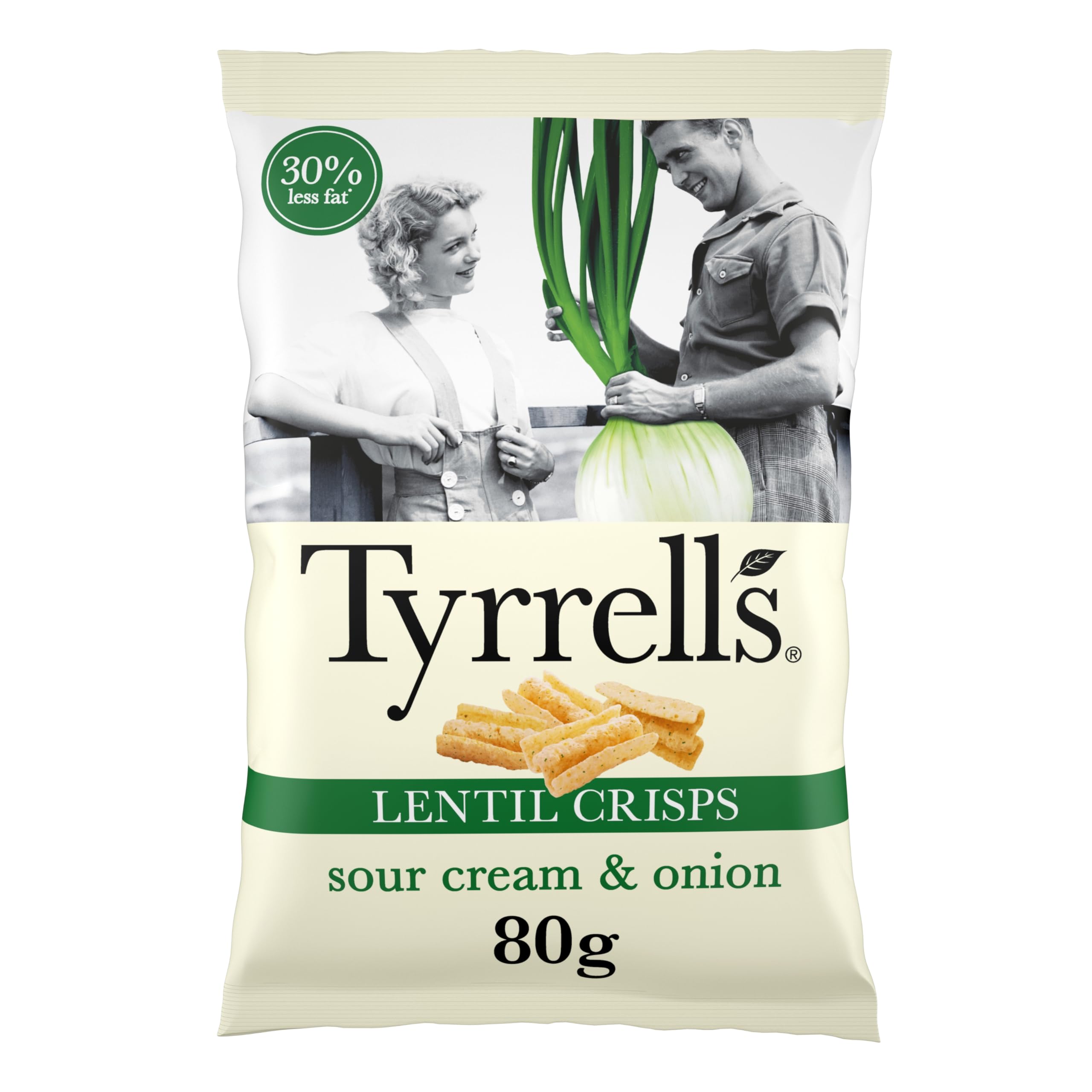 Tyrrells Lentil Sharing Crisps Sour Cream & Onion - 80g Bag 1