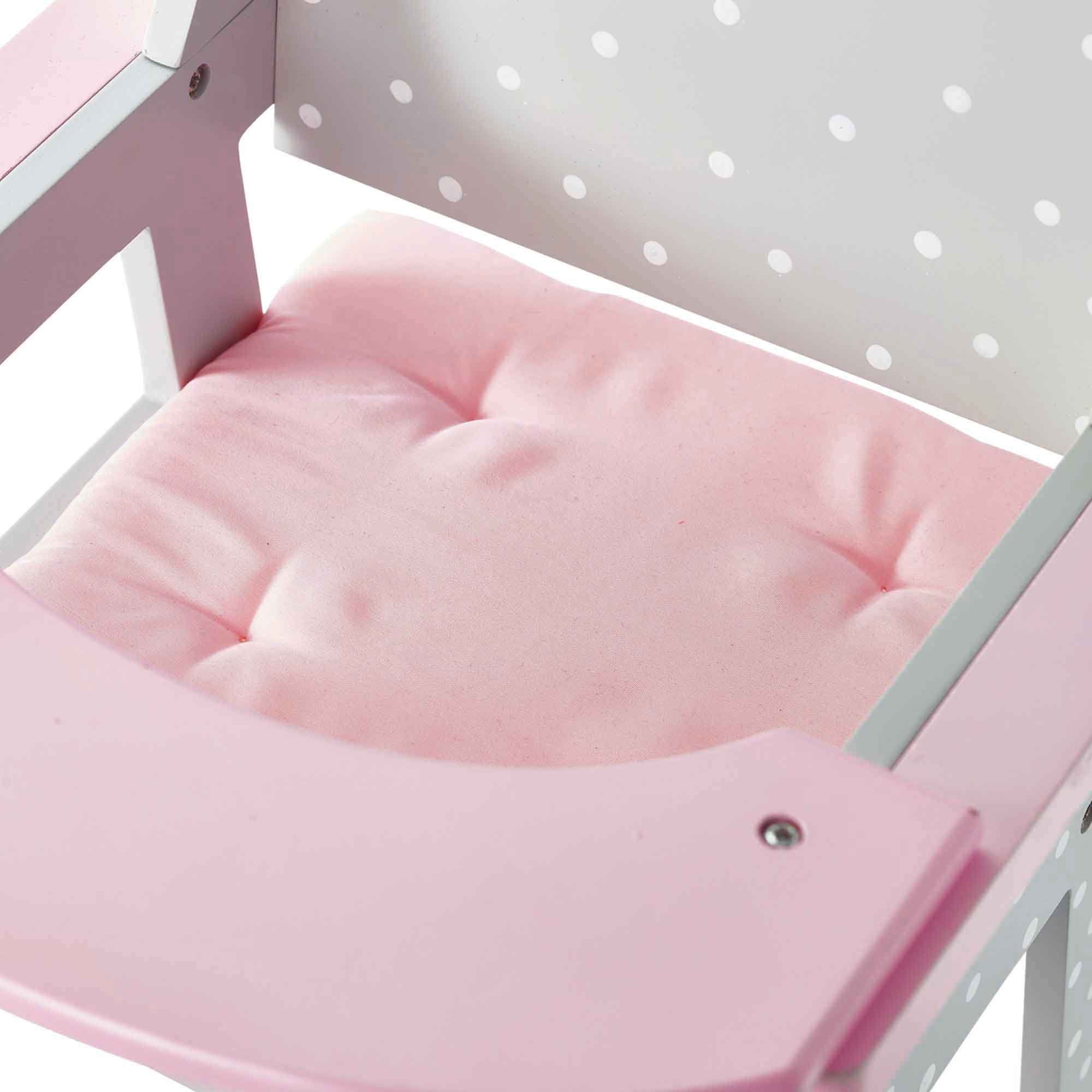 Olivia's Little World Little Princess Pink Polka Dot Wooden Baby Doll High Chair - Doll Furniture for 16-18" Dolls 9