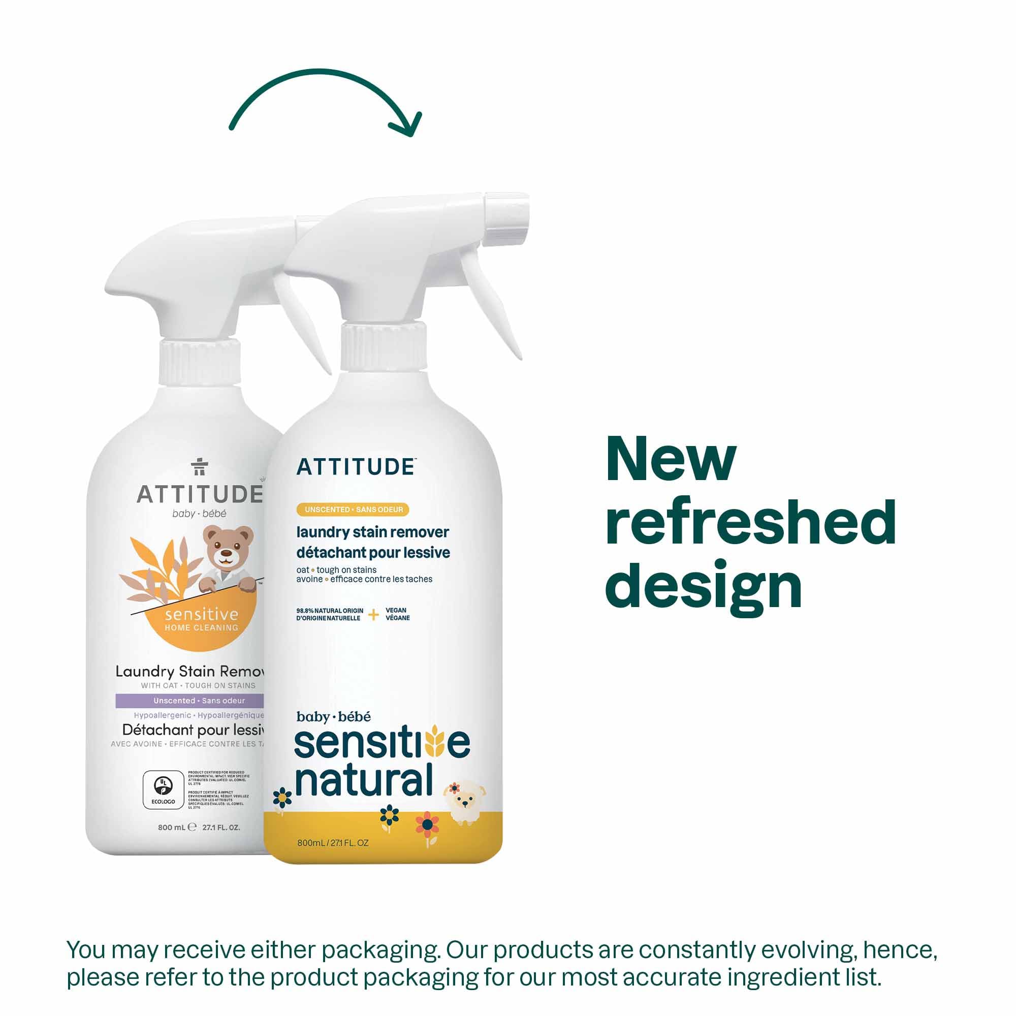ATTITUDE Laundry Stain Remover for Baby Clothes - Plant-Based, Unscented, 800 ml 2
