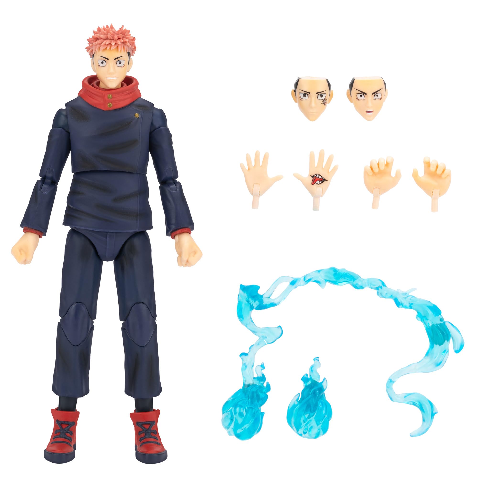 Total Anime Jujutsu Kaisen Yuji Itadori 6.5-Inch Poseable Figure with Swappable Faces & Effects 1