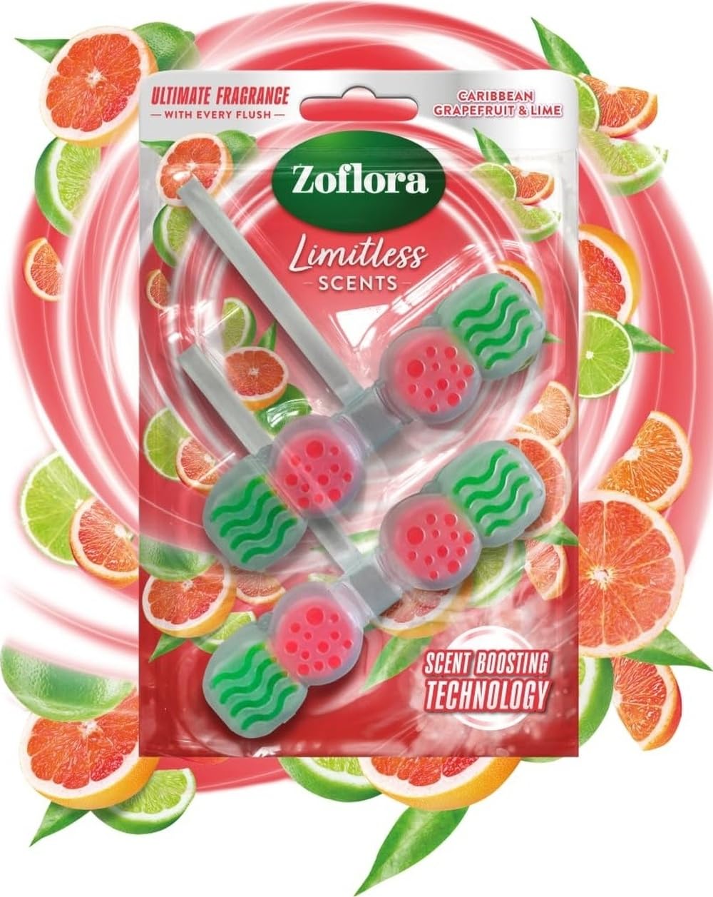 Zoflora Grapefruit & Lime Toilet Rim Blocks - Long-Lasting Fragrance, Limescale Prevention | 2 x 131g Pack 1