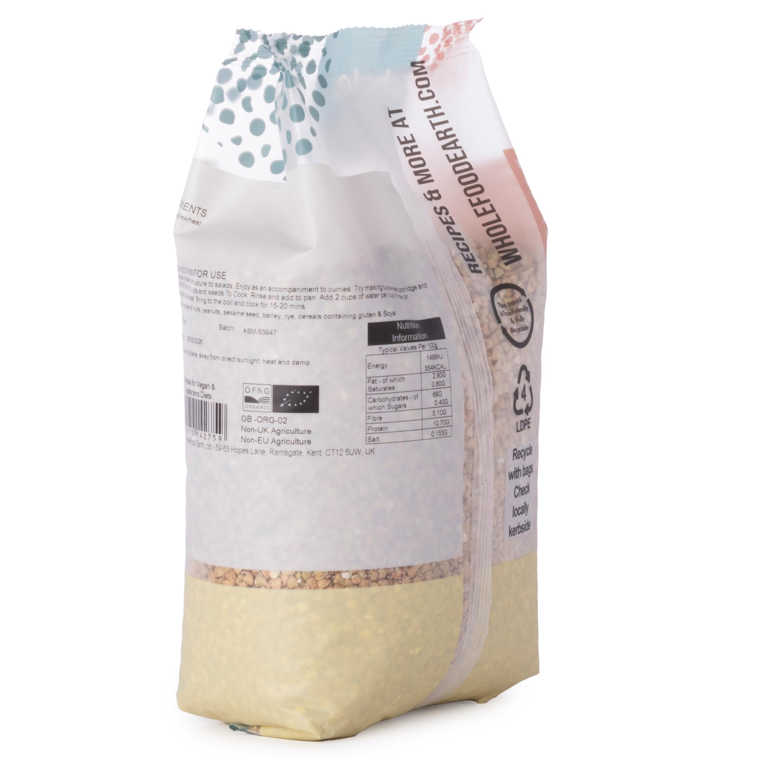 Wholefood Earth Organic Buckwheat Groats - 1 kg | GMO Free | Vegan | High in Protein & Fiber 2