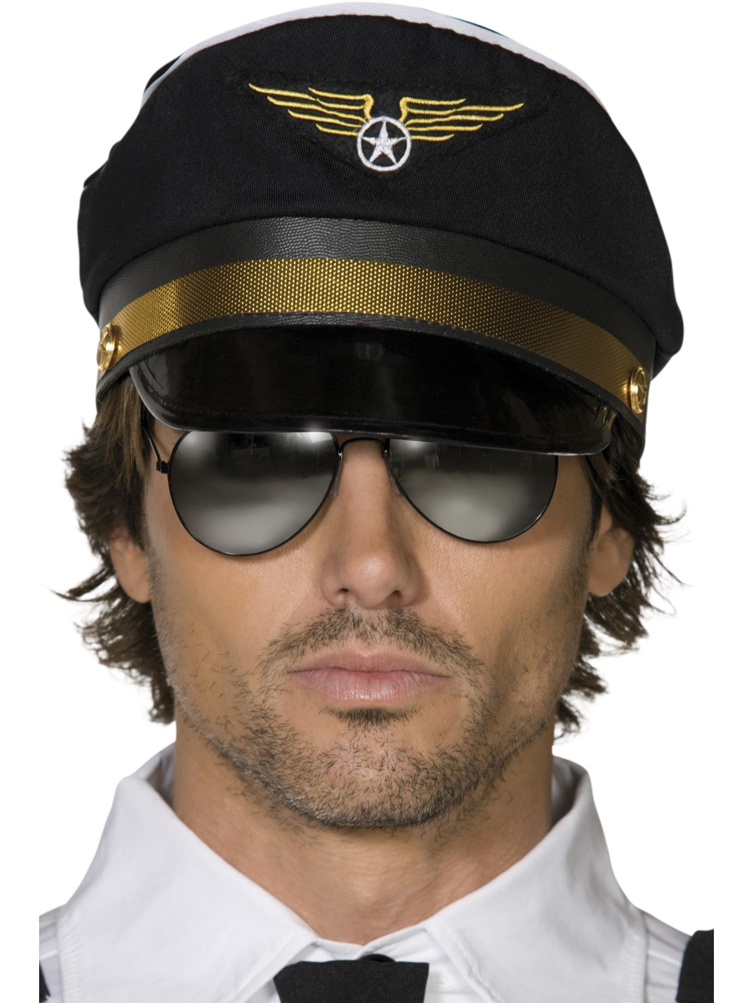 Smiffys Pilot's Cap Black - Icons & Idols Fancy Dress Costume Accessory 3
