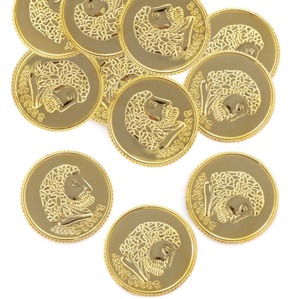 Baker Ross Plastic Gold Treasure Coins - Pack of 100 | 30mm Diameter | Ideal for Parties 1