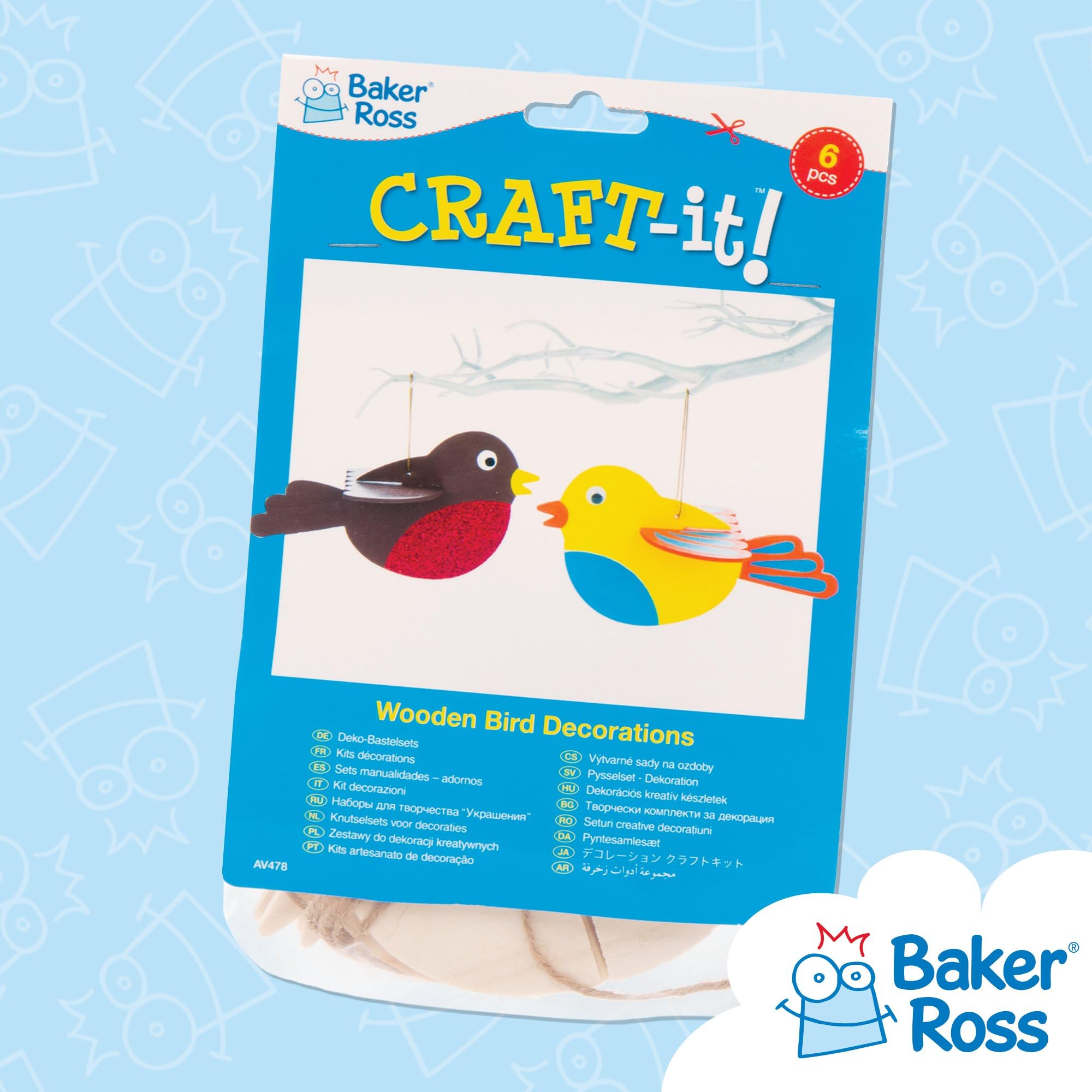 Baker Ross 3D Wooden Birds Craft Kit - Pack of 6 | Paint Your Own | Ages 3+ 7