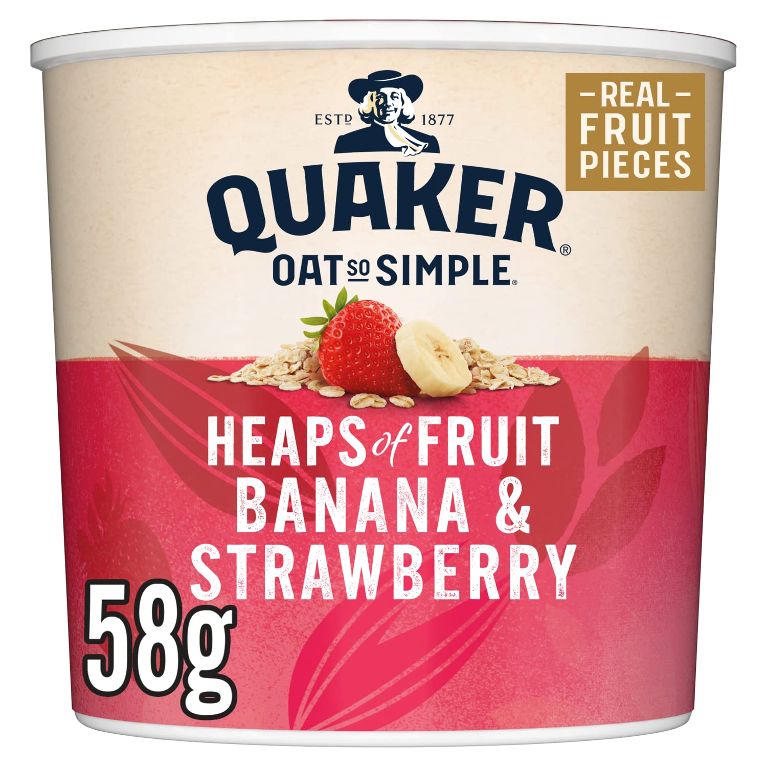 Quaker Oat So Simple Heaps of Fruit Banana and Strawberry Flavour Porridge, 8 x 58g Sachets 1