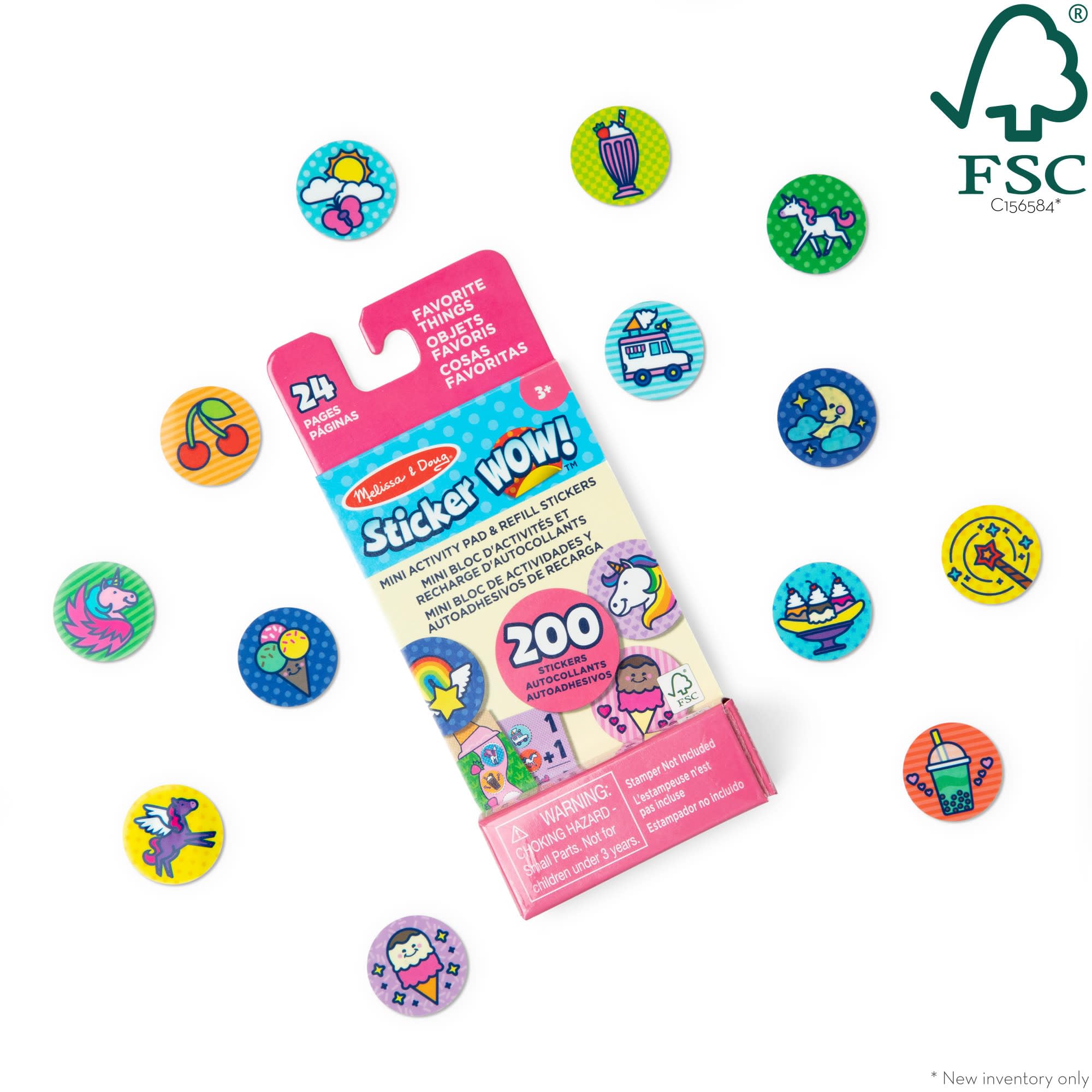 Melissa & Doug Sticker Wow! Mini Activity Pad & 200 Refill Stickers | Favourite Things Theme | Ages 3+ 3