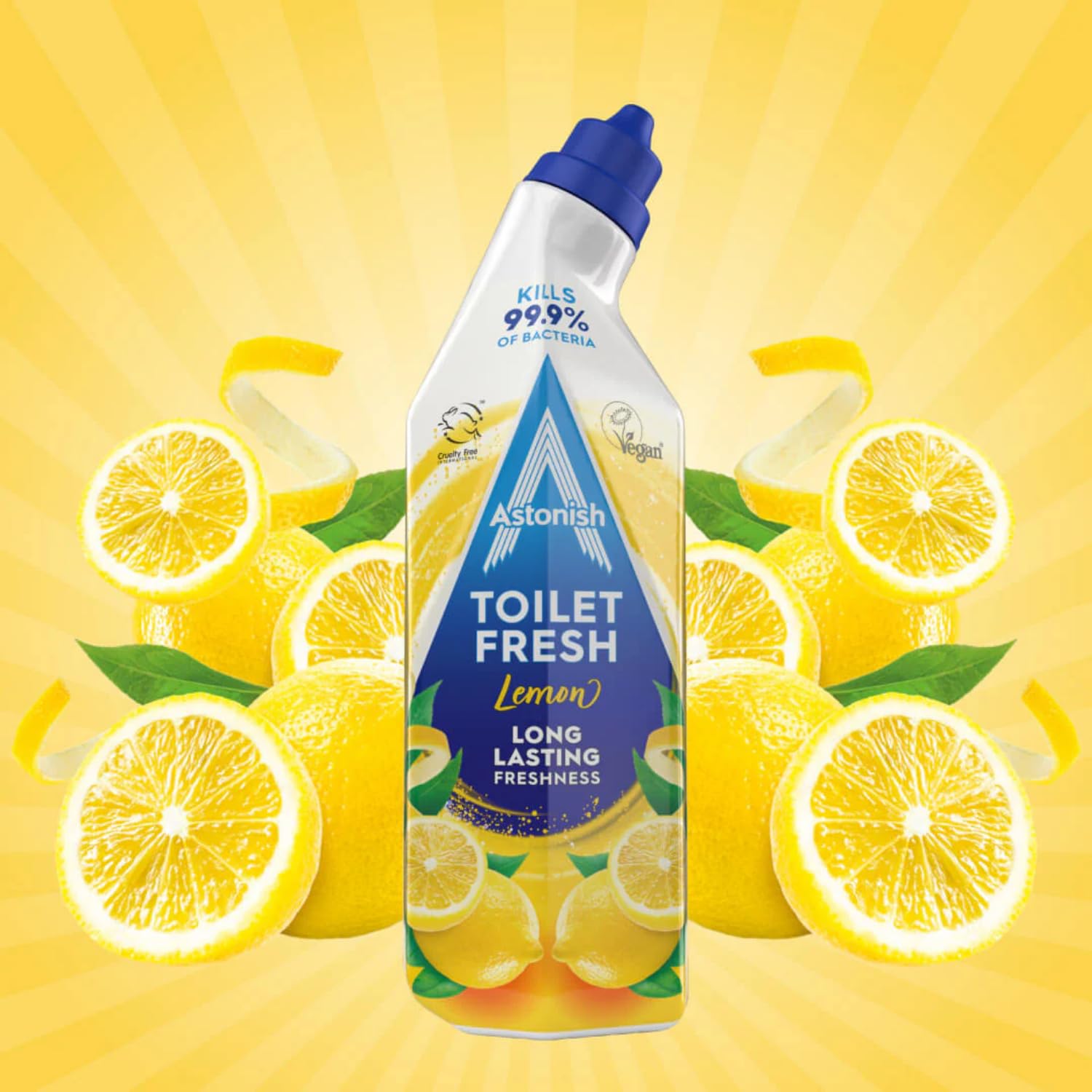 Astonish Toilet Fresh Gel - Kills 99.9% Bacteria, Limescale Prevention, Citrus Scent, 750 ml