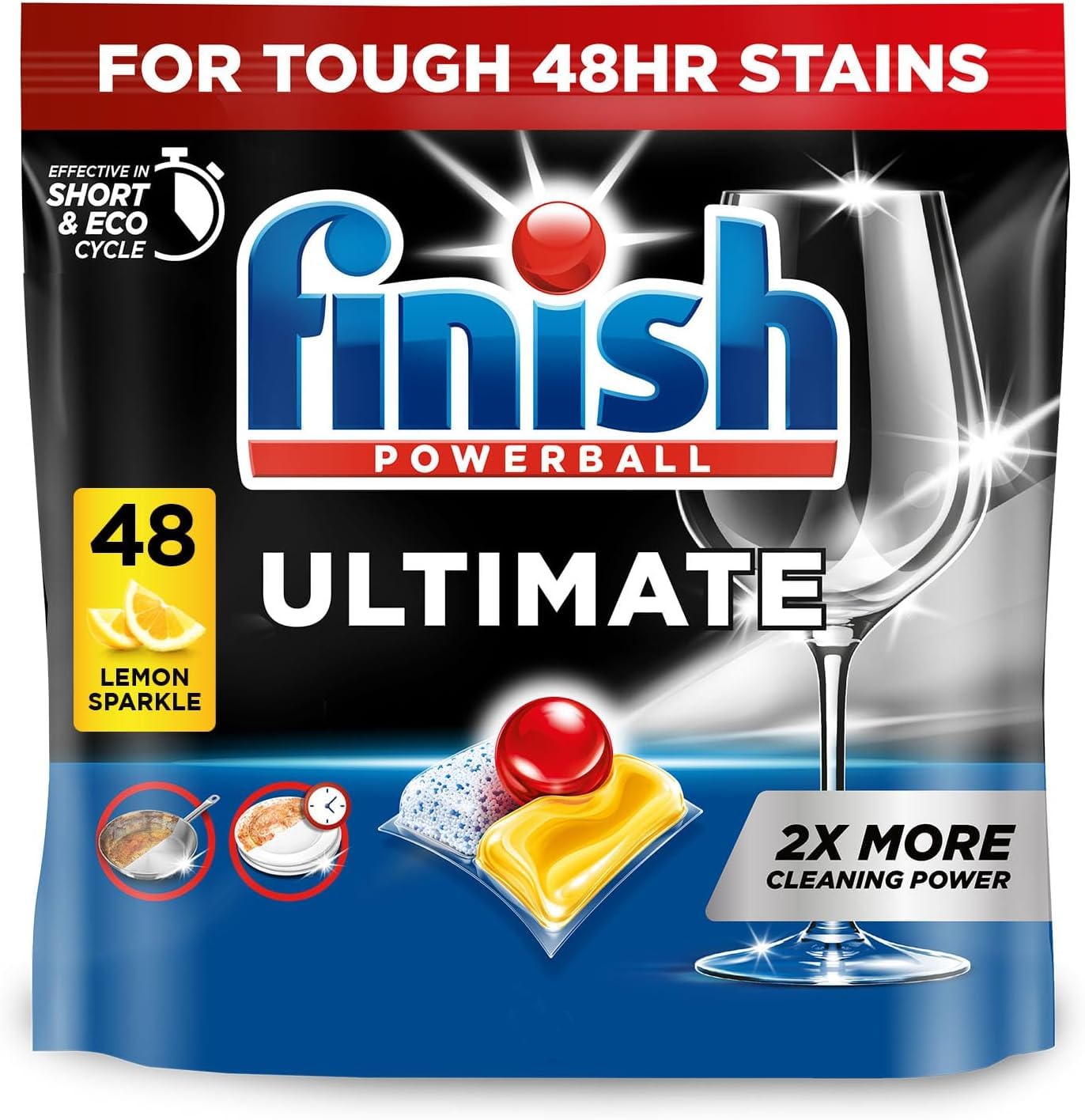 Finish Ultimate Dishwasher Tablets - 48 Count Lemon Sparkle | 2x Cleaning Power | No Pre-Rinse 1