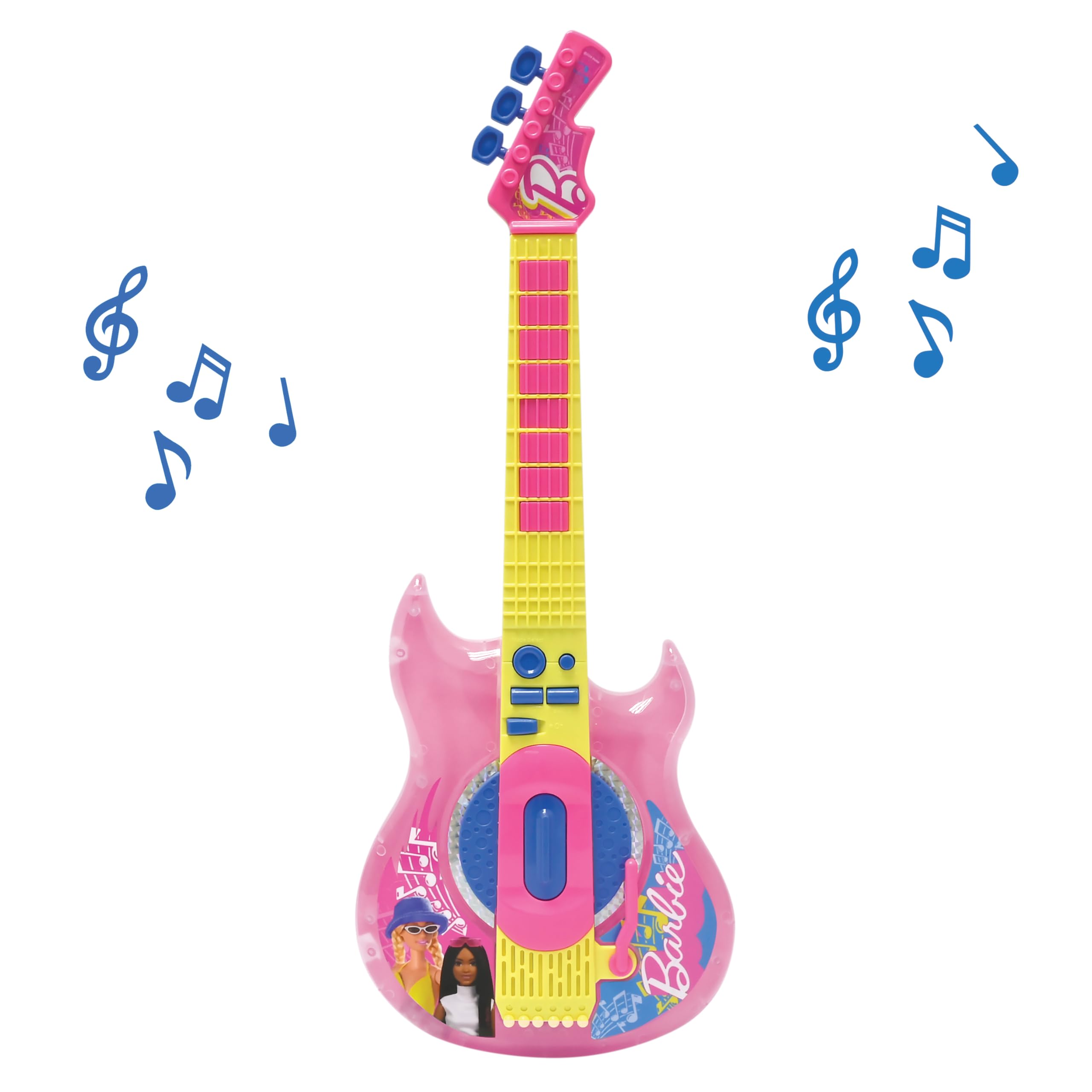 Barbie Electronic Guitar with Microphone & Glasses - 2 Play Modes, Light Effects, Pink/Yellow 9