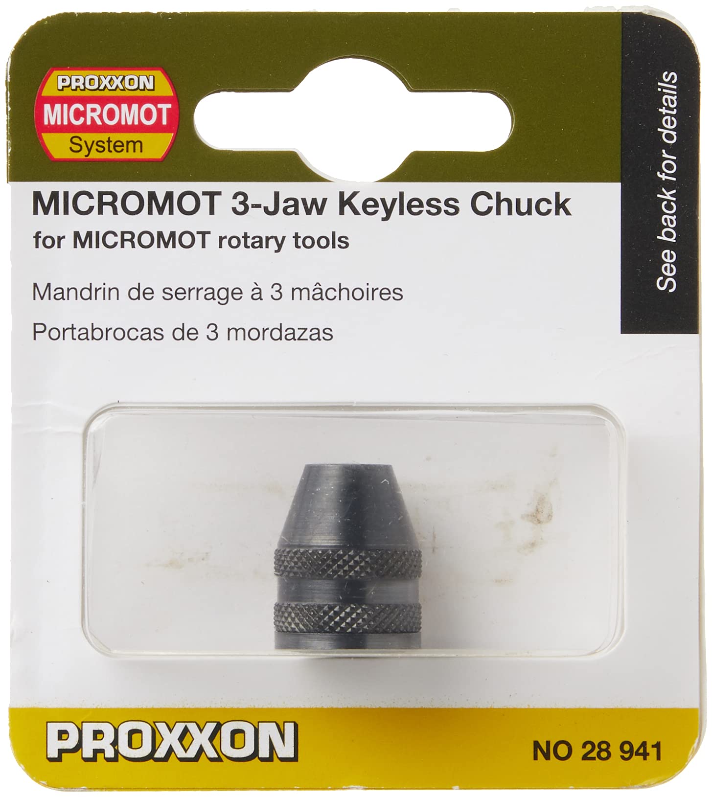 PROXXON28941 Keyless3-Jaw Chuck0.5-3.2mm for Precision Tools 6