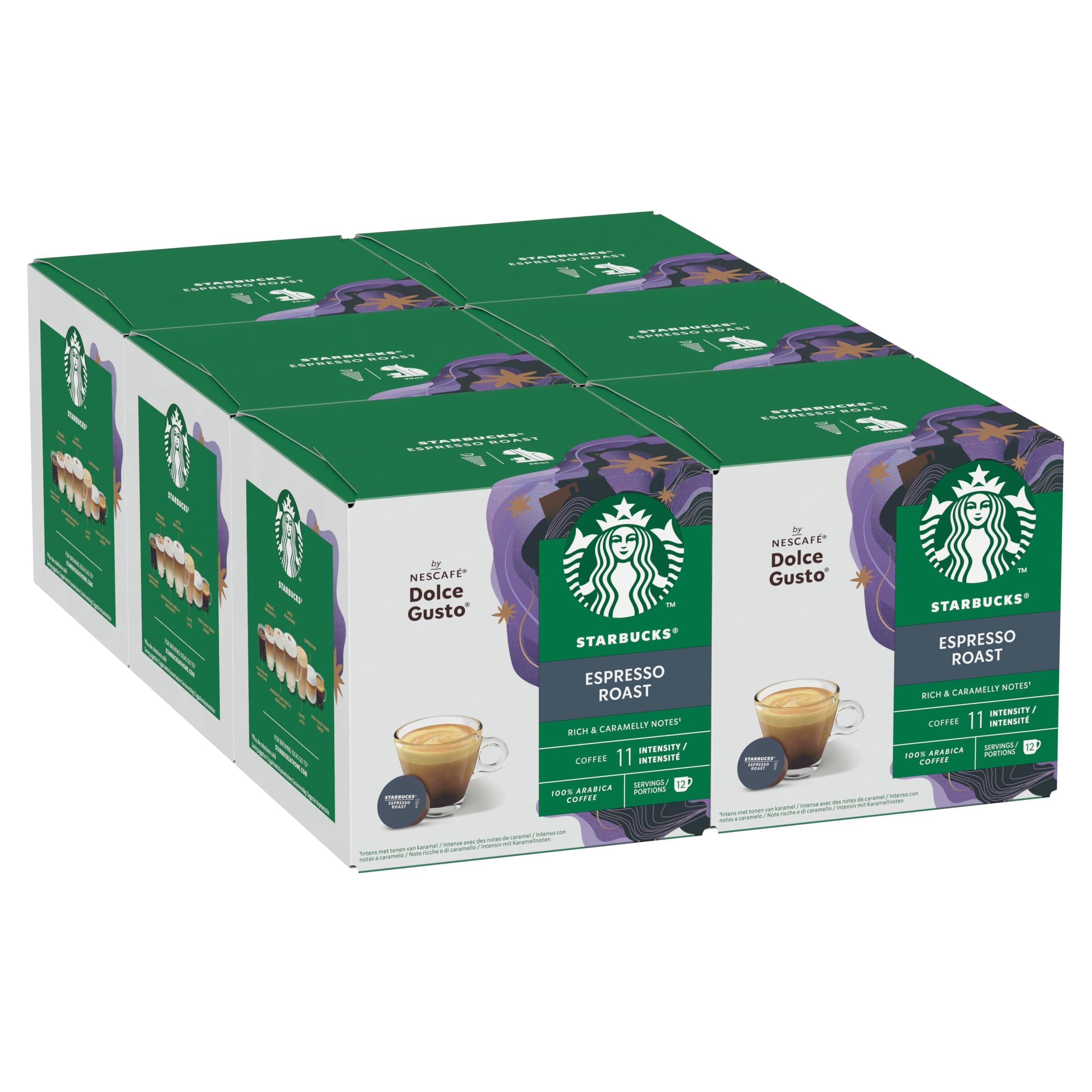 STARBUCKS Espresso Dark Roast Coffee Pods by NESCAFÉ Dolce Gusto - 72 Capsules (6 Boxes) 1