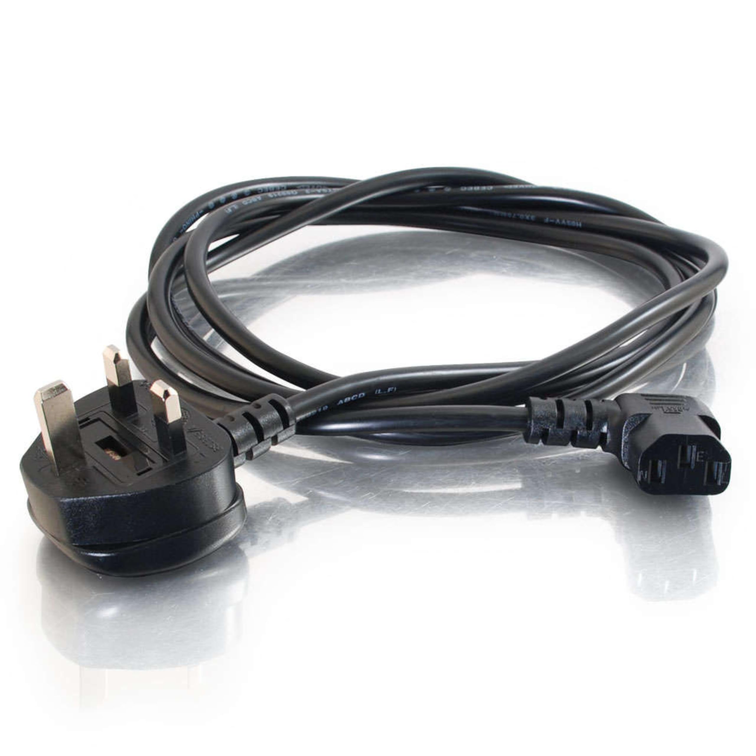 C2G 2 Meter 18 AWG 90-Grad-Stromkabel (IEC320C13R bis BS1363) rechtwinkliges Kesselkabel 9