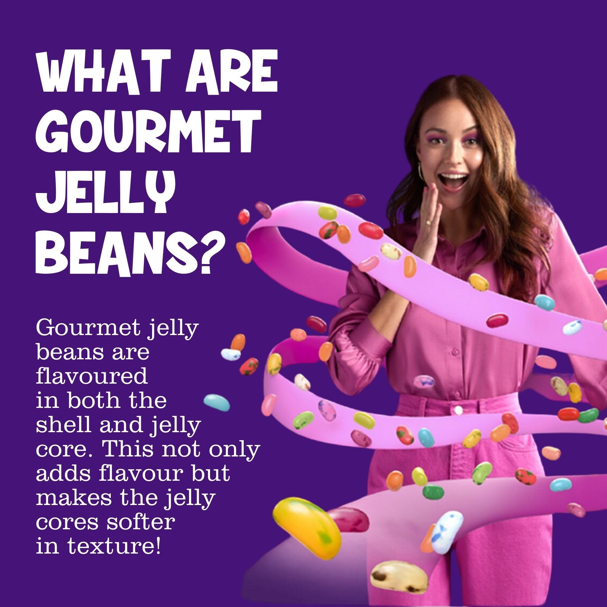 The Jelly Bean Factory 36 Huge Flavours, 700g Jar - Gourmet Jelly Beans Gift 11