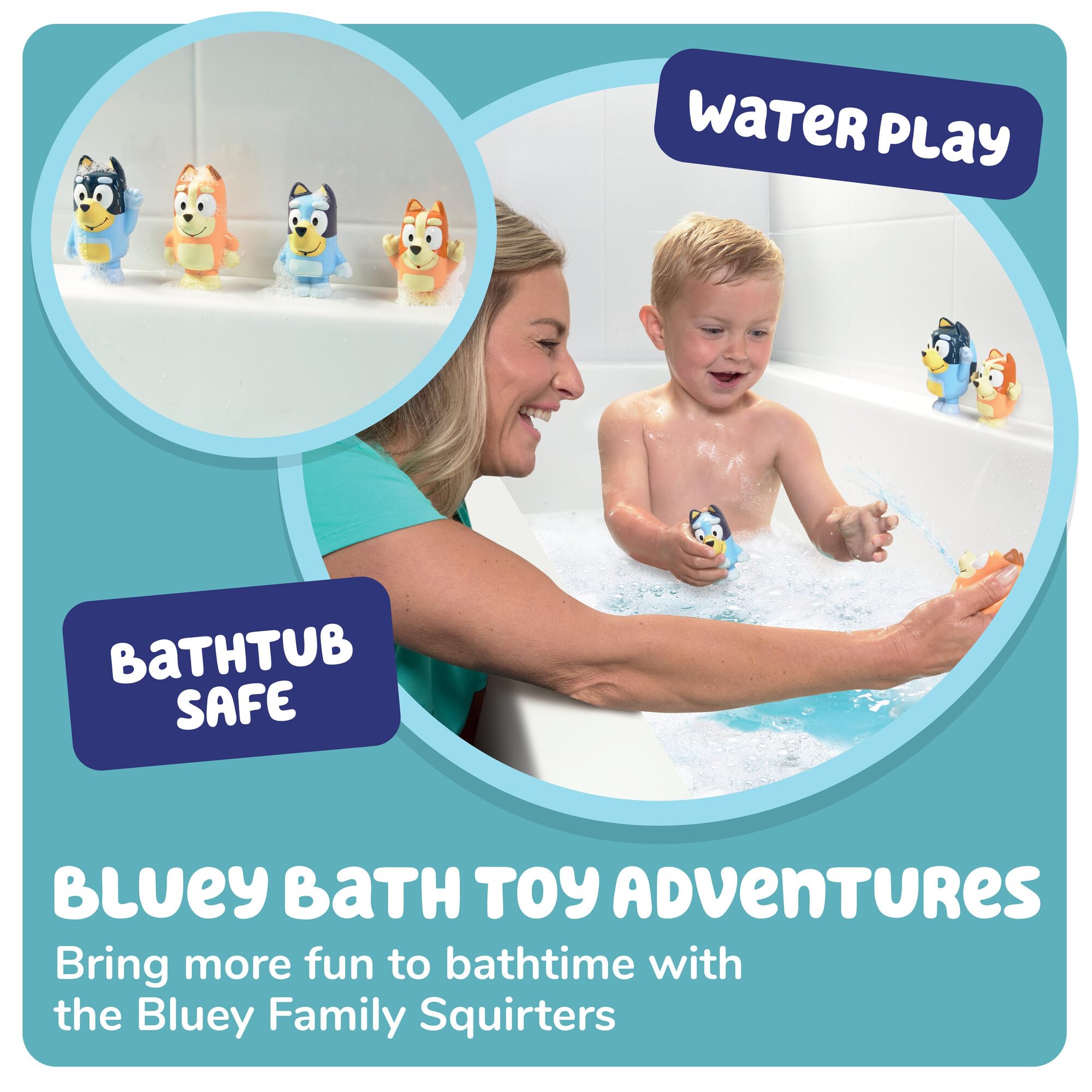 Toomies Bluey Family Bath Squirters 4-Pack - Squeeze & Squirt Water Toys for Toddlers 3