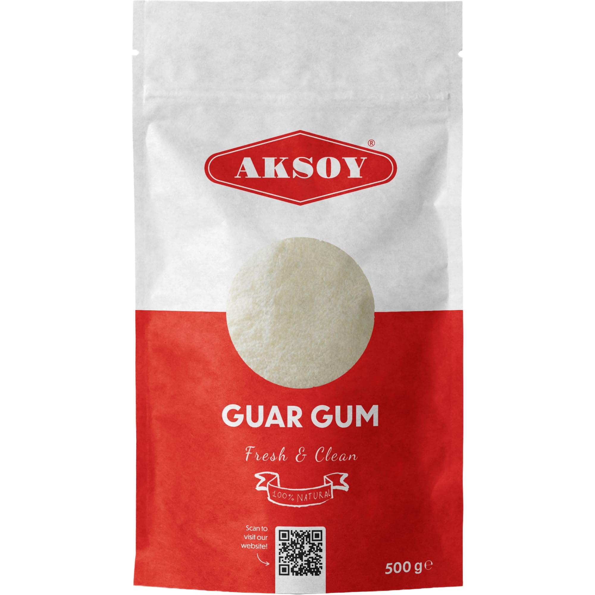 AKSOY Guar Gum Fine Powder Thickener, Emulsifier and Stabiliser Agent - 500g 1