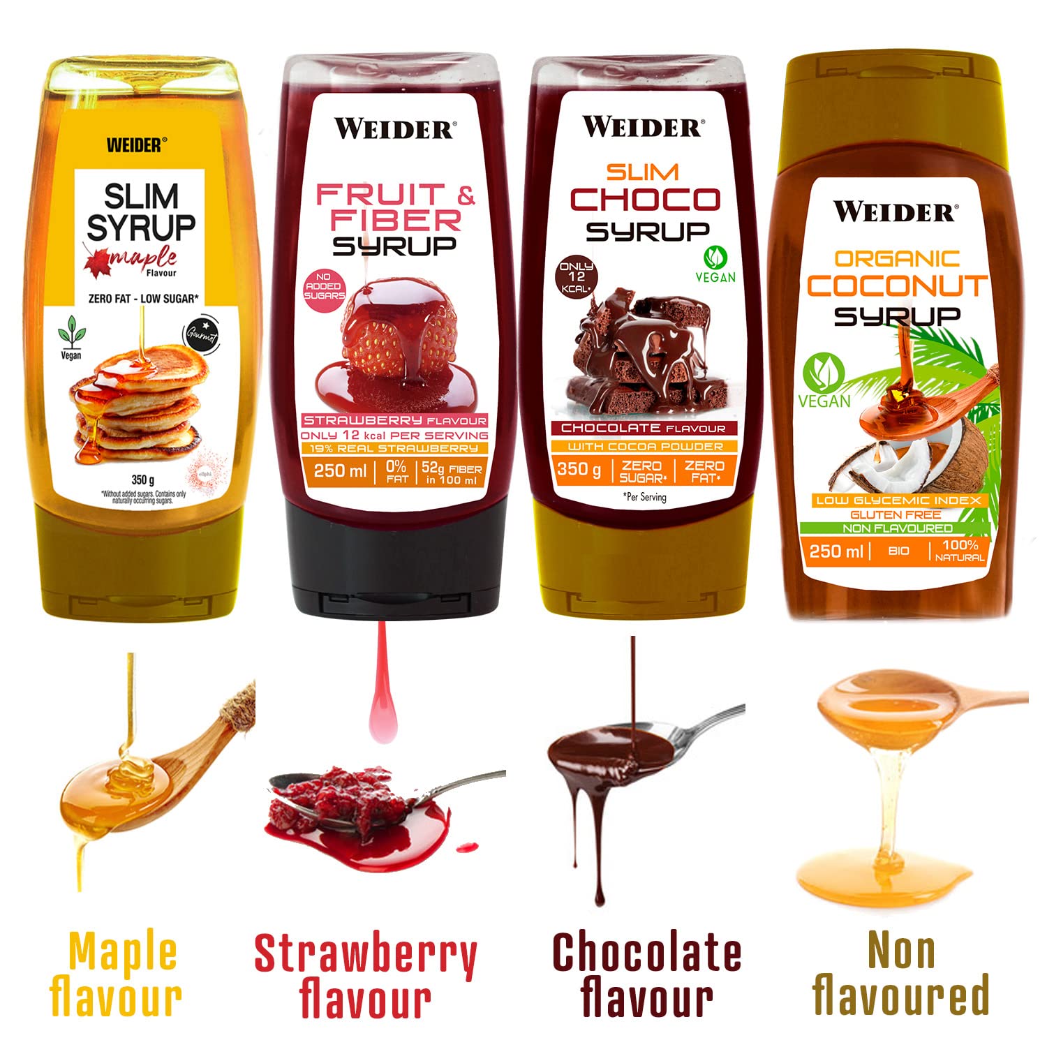 Weider Slim Syrup Maple Flavour - No Added Sugars, Vegan Friendly | 350g Bottle 3