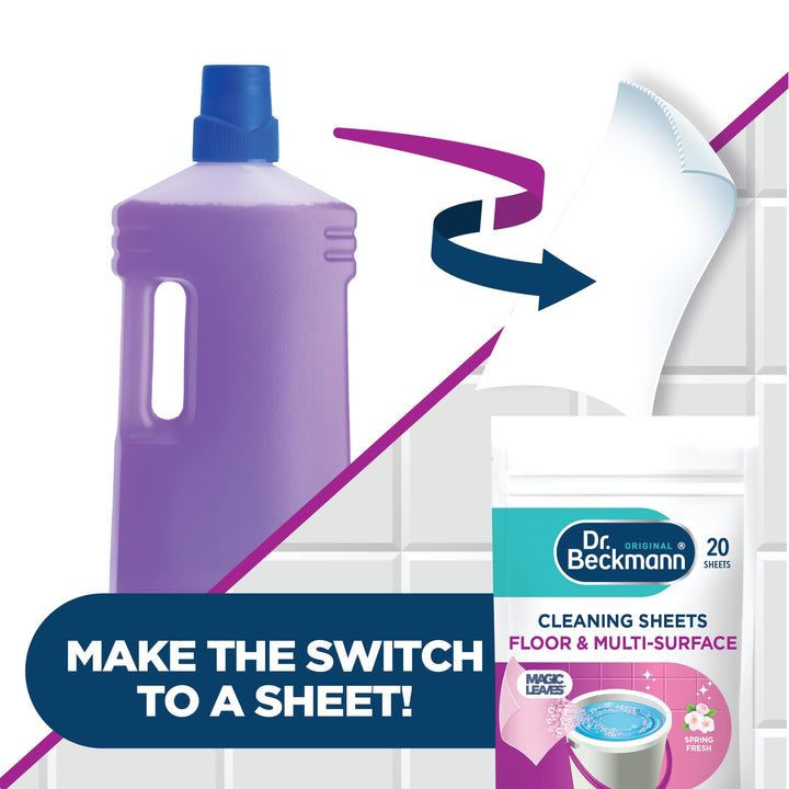 Dr. Beckmann Floor & Multi-Surface Cleaning Sheets - Ultra-Concentrated, Streak-Free, Fresh Spring Scent