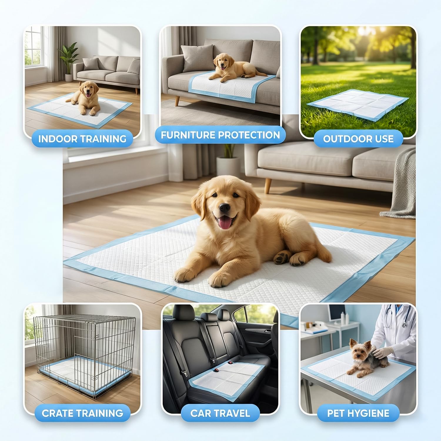DrySmart Puppy Training Pads - 50 Pack Large 56x56cm Ultra-Absorbent Disposable Pads 6