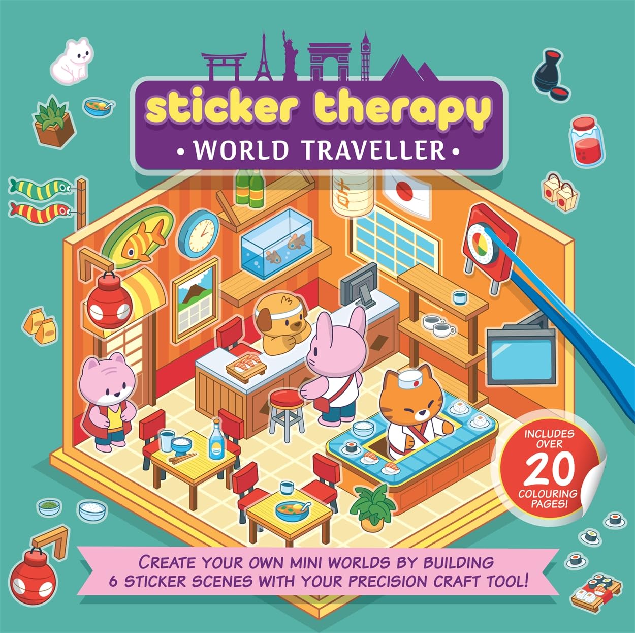 SparkPool Sticker Therapy: World Traveller - 3D Scene Design | 60 Pages | English 1
