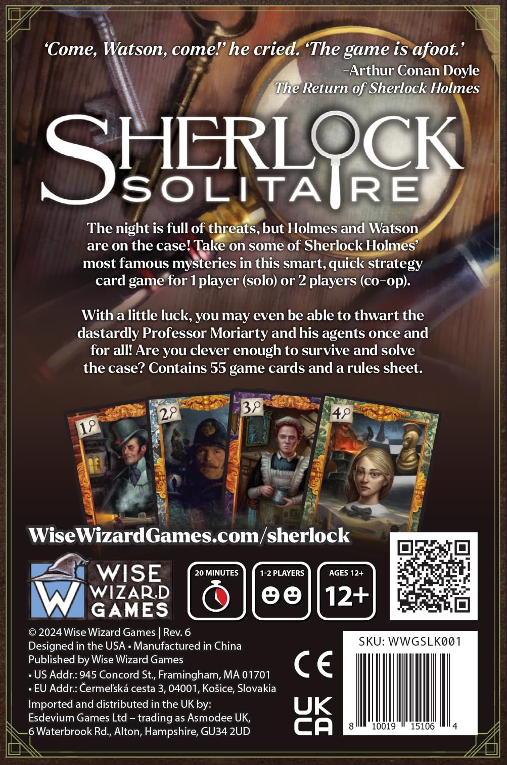 WISE WIZARD GAMES Sherlock Solitaire Strategy Card Game | 1-2 Players | Ages 18+ 3