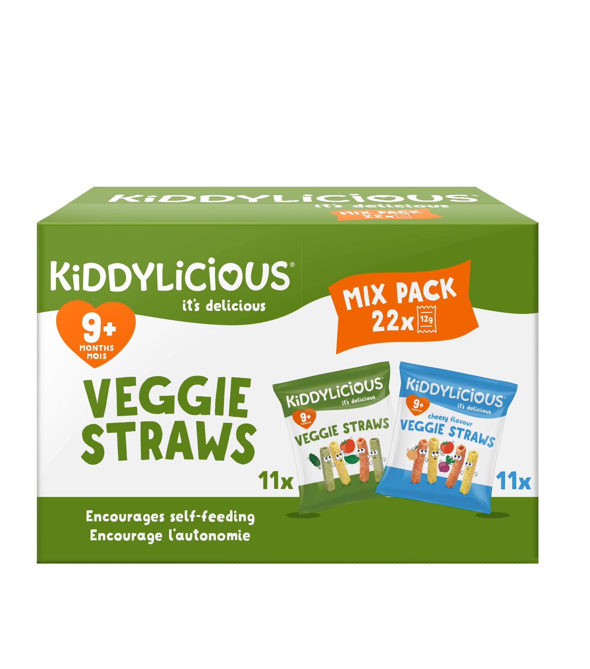 Kiddylicious Veggie Straws Mix Pack - Tomato, Kale, Spinach & Cheese Flavours | 22 Count (12g Each) 1