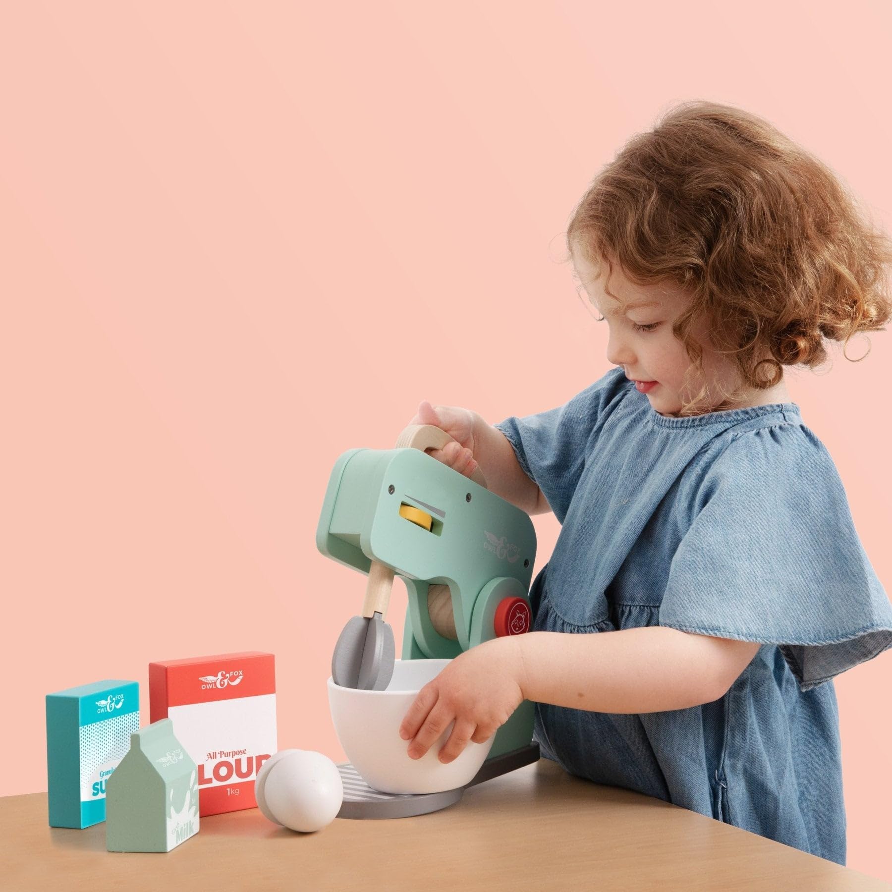 Owl & Fox Wooden Baking Set - Pretend Play Kitchen Appliance for Ages 36 Months to 8 Years 2