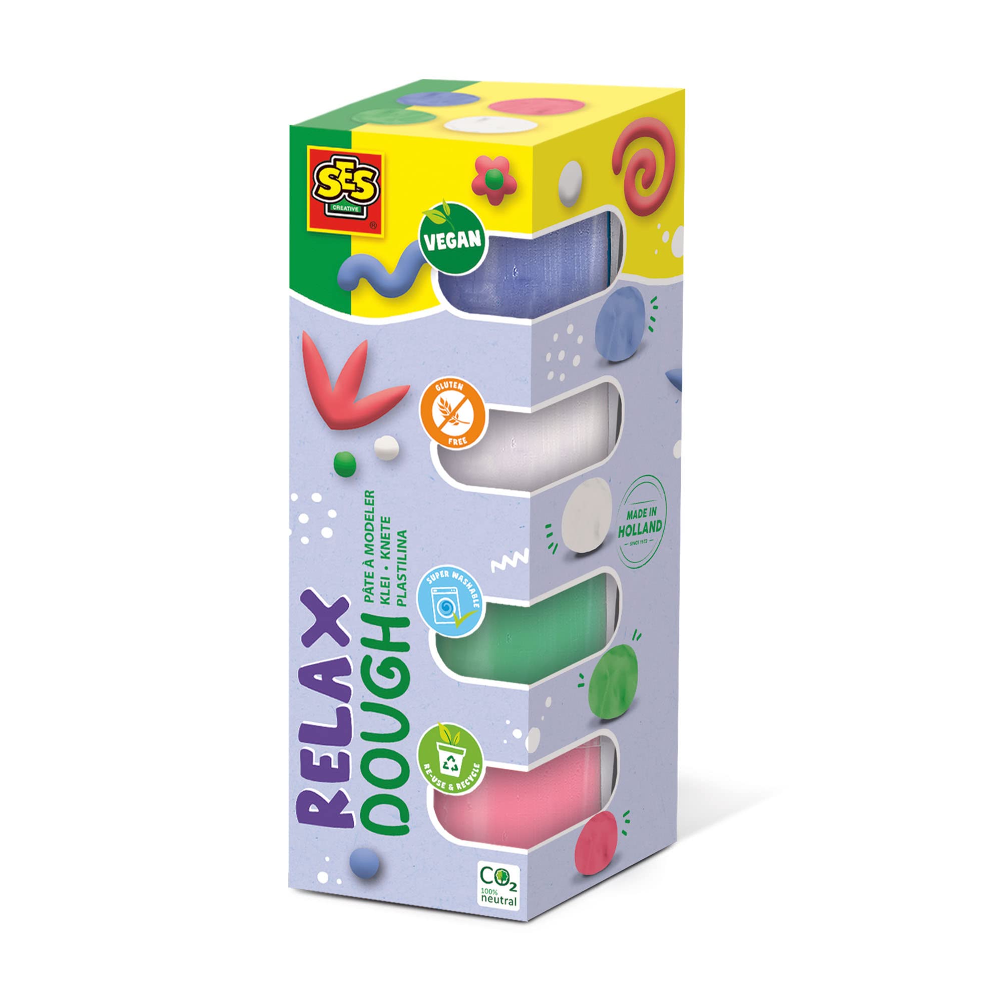 SES Creative Feel Good Dough - Relax Set | 4 x 90g Dough Tubs | Ages 1+ 1