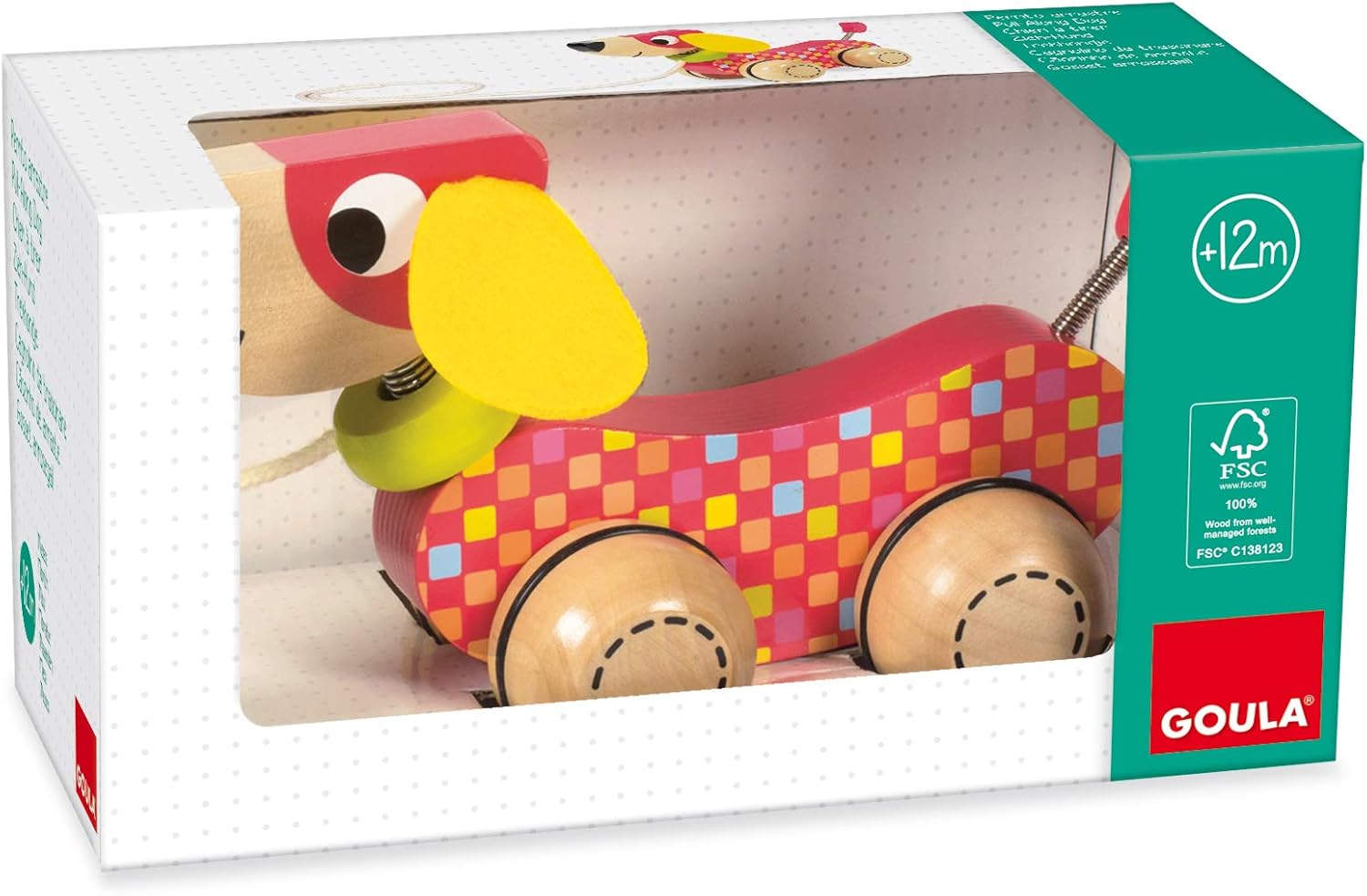 Goula 53459 Wooden Pull-Along Dog Toy - Multicolor for Toddlers 12 Months+ 1