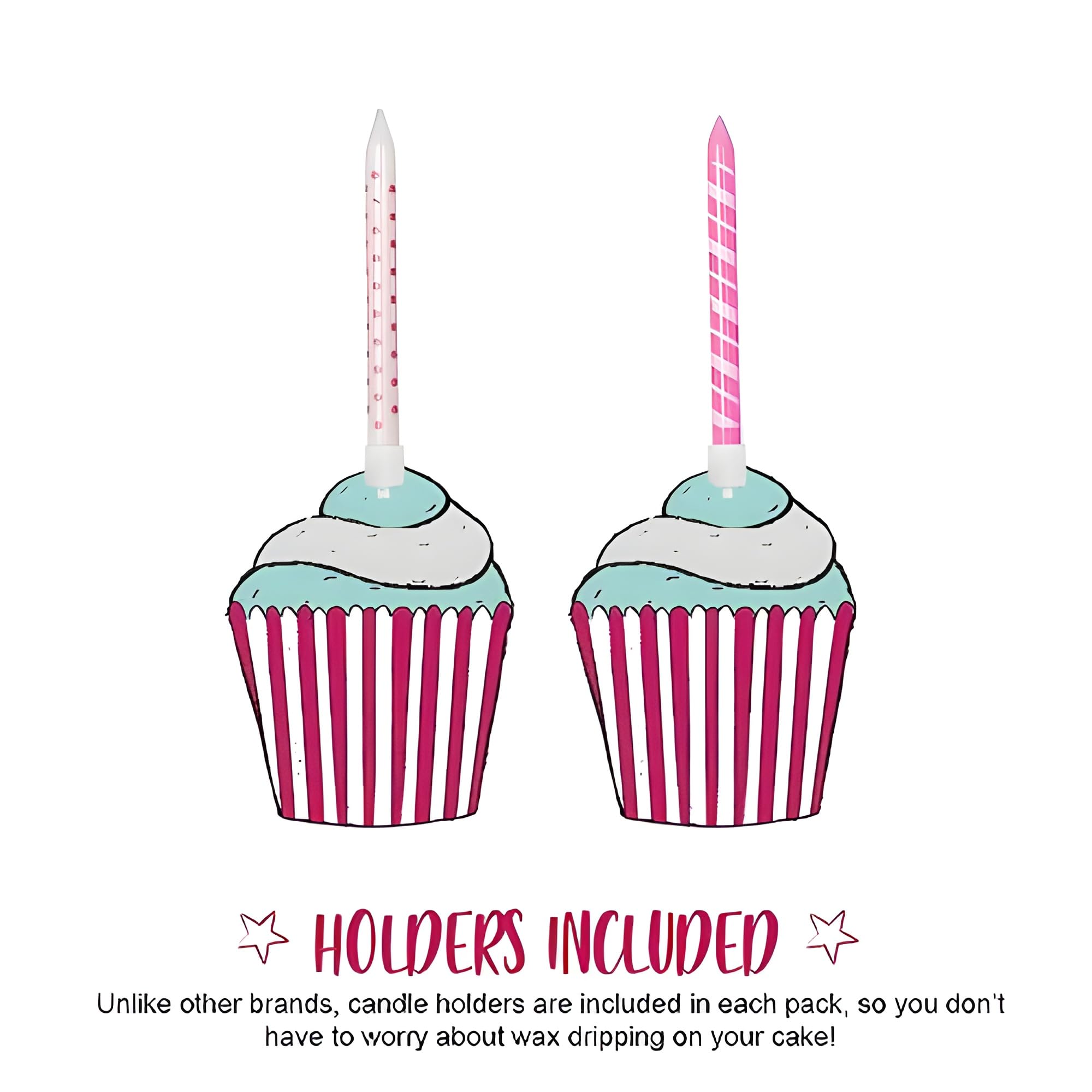 Anniversary House Birthday Candles Set of 12 - Pink Polka Dot and Stripe Prints | Unscented Wax 5