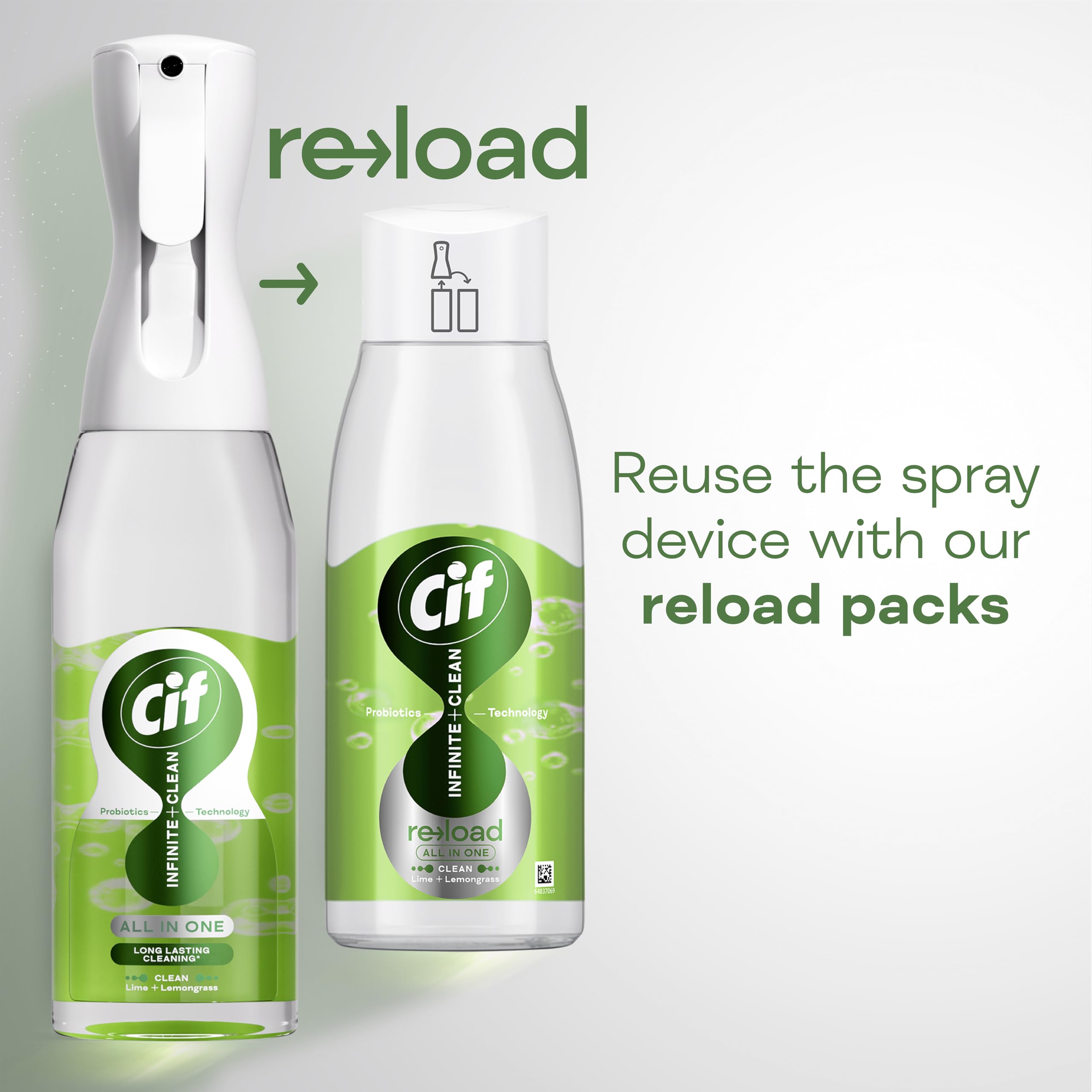 Cif Infinite Clean All-in-One Cleaner Spray Lime & Lemongrass 590 ml Probiotic Technology 5