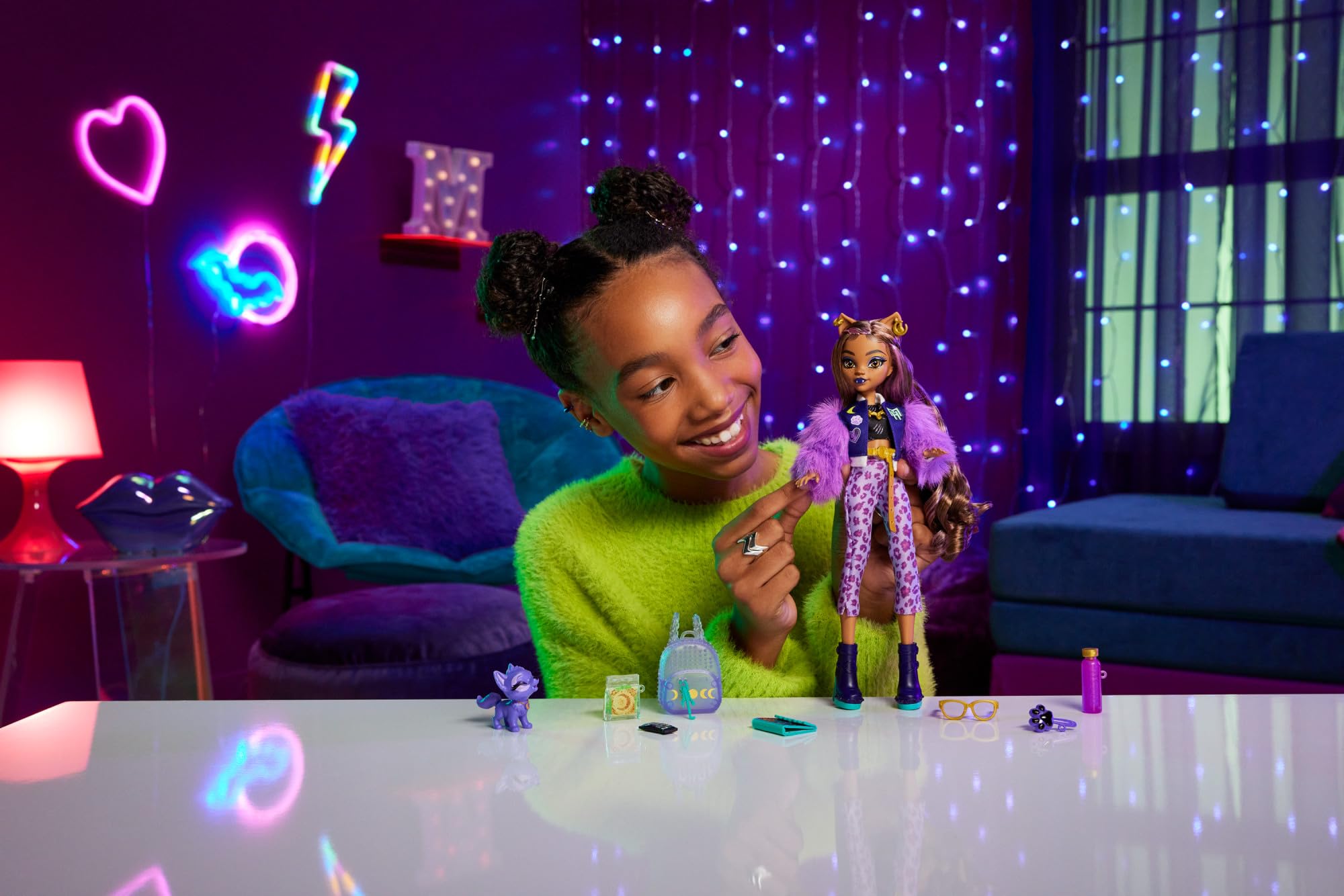 Monster High Clawdeen Wolf Doll with Pet Crescent and Accessories | 6-inch Plastic Doll | Ages 4+ 2