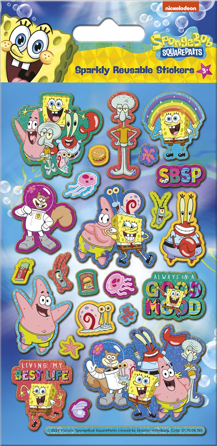 Paper Projects SpongeBob SquarePants Sparkly Reusable Foil Stickers | Multi Coloured