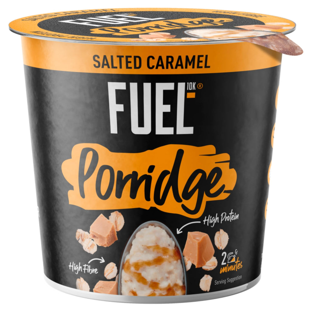 FUEL10K High Protein Salted Caramel Porridge Oat Cereal Pot, 70g (Pack of 8)