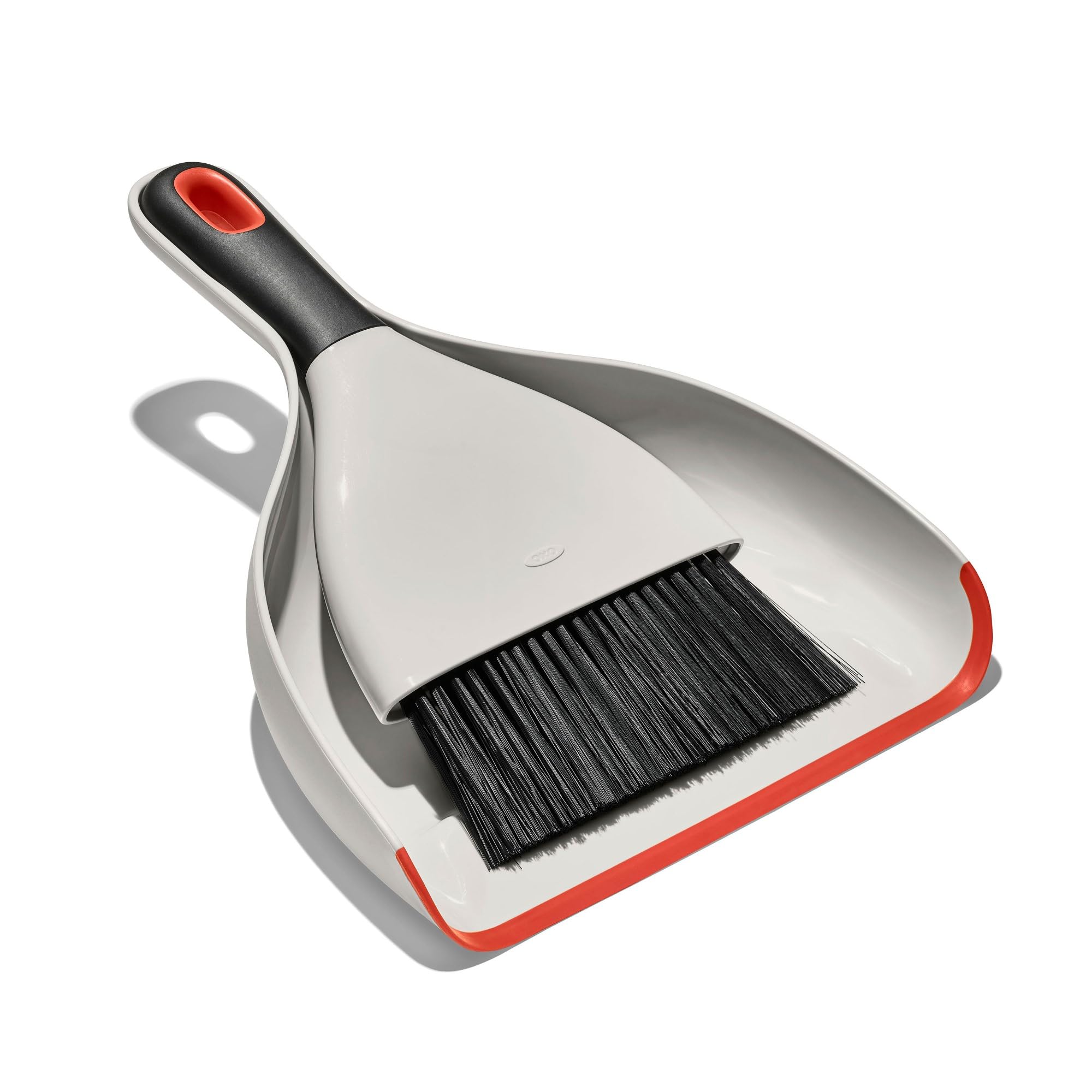 OXO Good Grips Dustpan & Brush Set - Whisk-Broom Shape | Soft Lip | Snap Storage