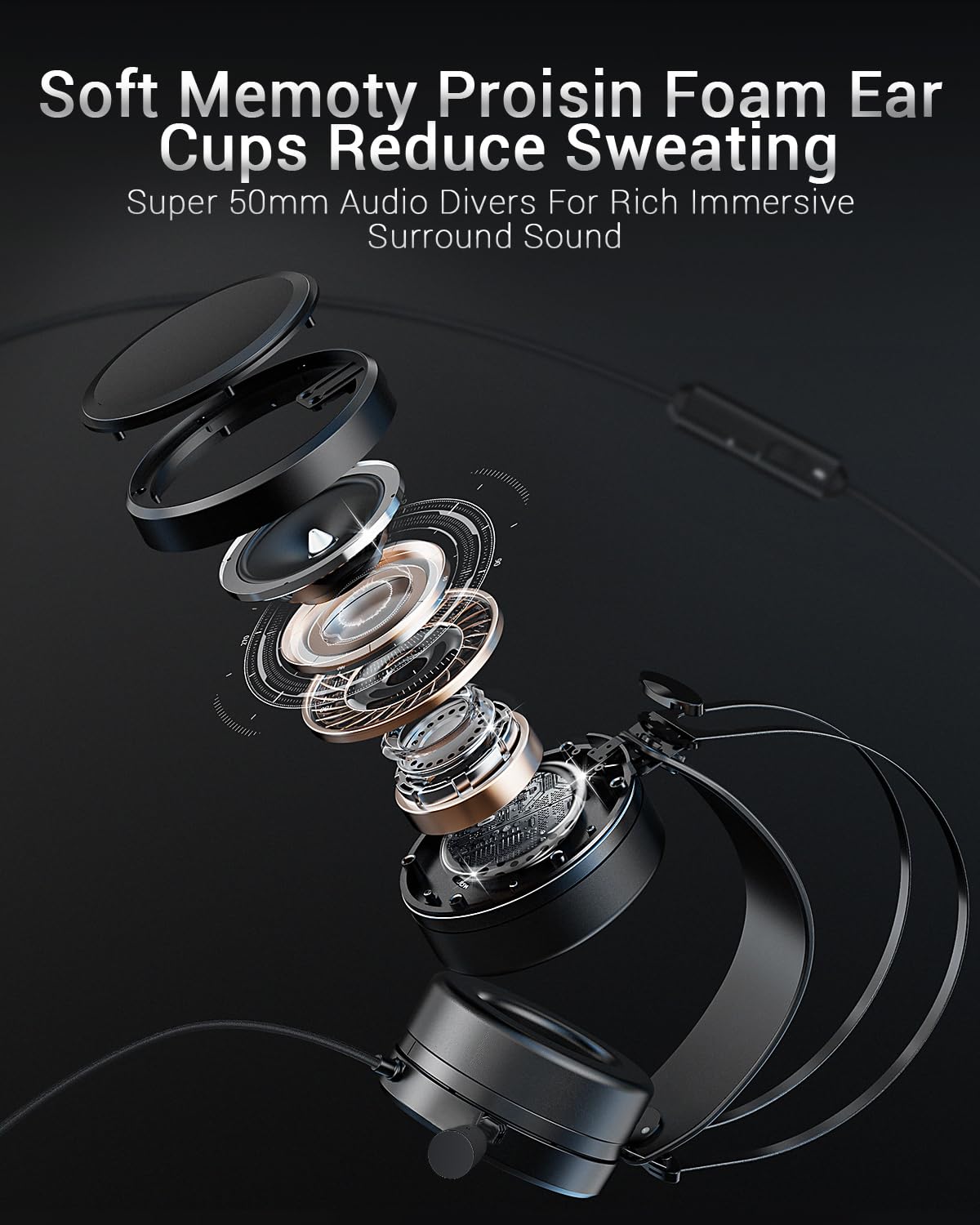 NUBWO N7 Gaming Headset - 50mm Drivers, Noise-Isolating Mic, Wired for PS4, Xbox One, PC, PS5, Nintendo Switch 7