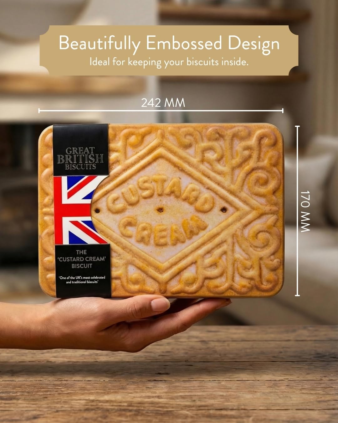 The Silver Crane co. Giant Custard Cream Biscuits Gift Set - 450g Novelty Tin 5