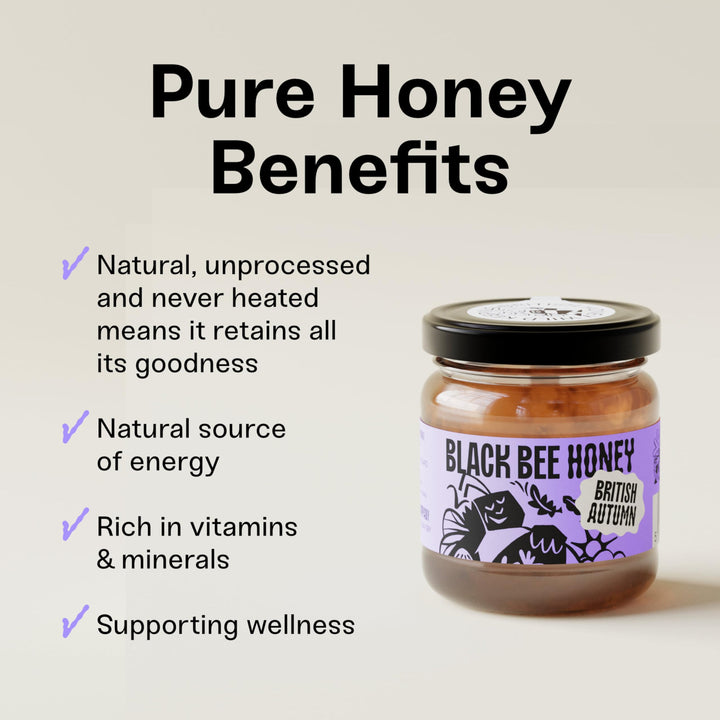 Black Bee Honey Gift Set - 4x 42g British Honey Pack, Creamy Light Spring