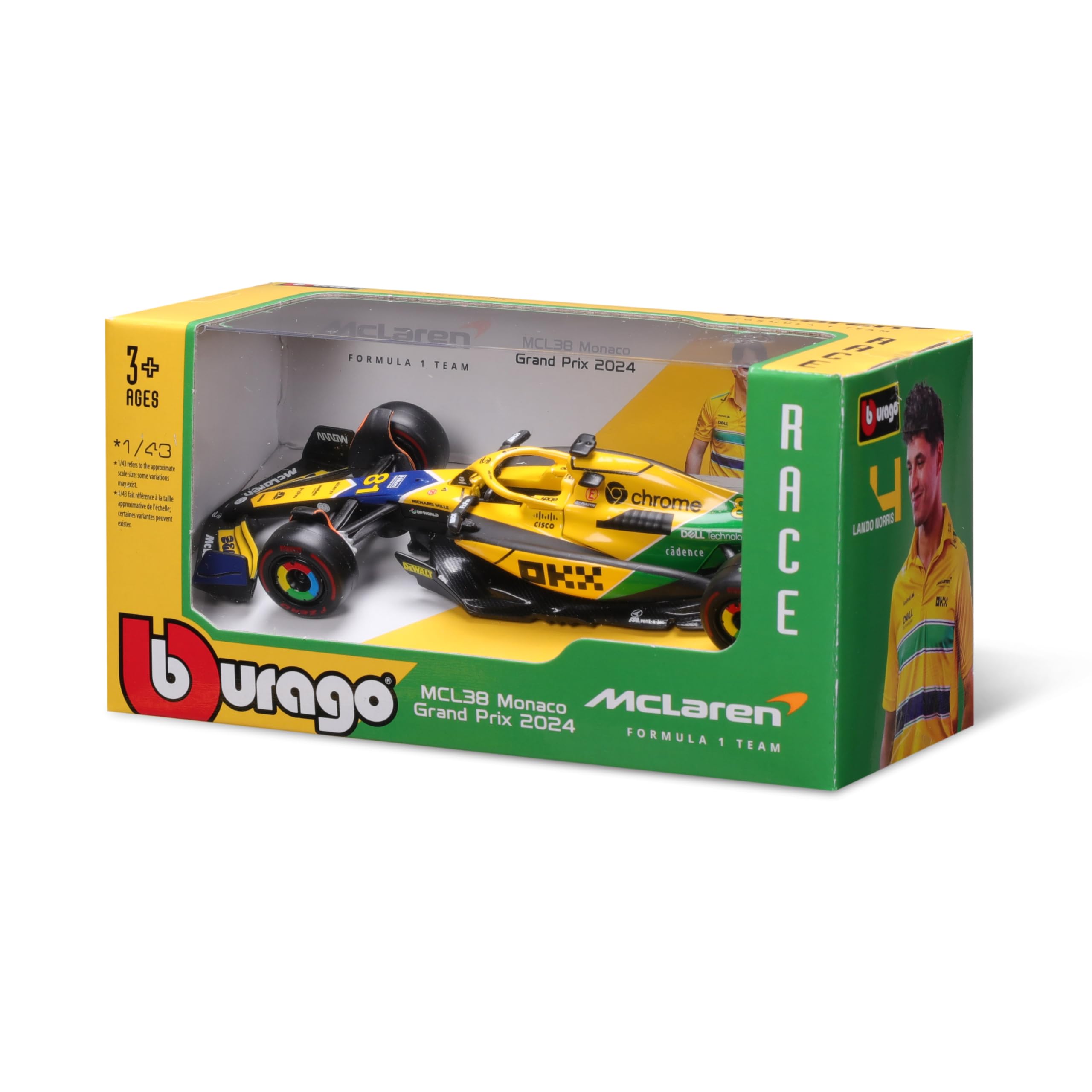 Bburago McLaren MCL38 F1 2024 Piastri Senna Livery Diecast Model Car 1:43 Scale 5