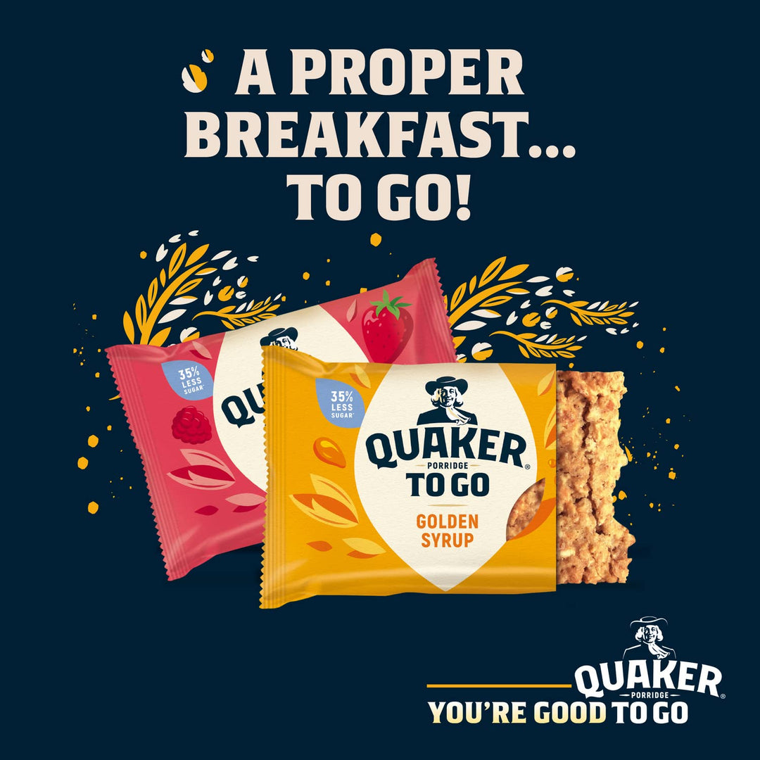 Quaker - Porridge To Go Breakfast Bar Golden Syrup 12 x 55 g