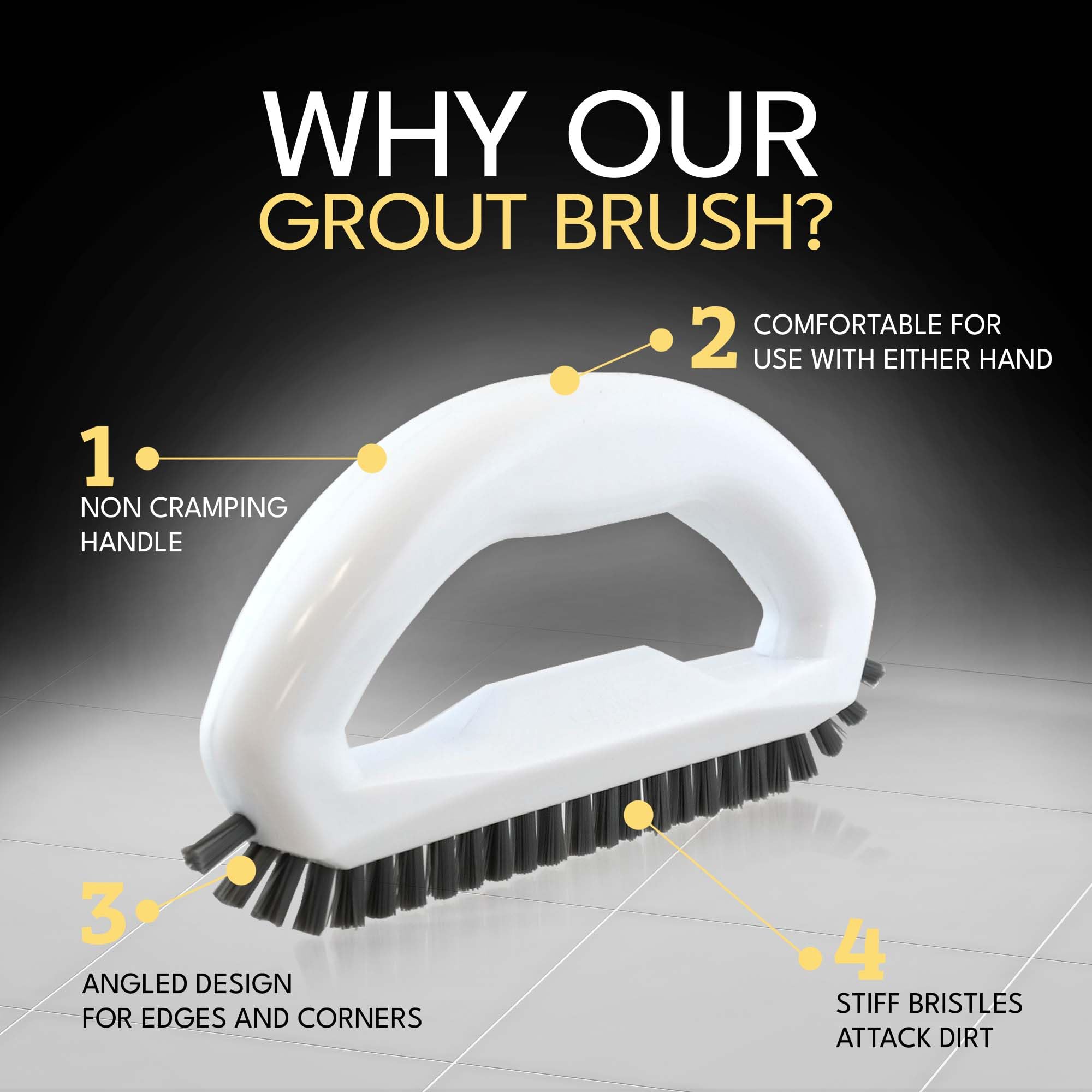 The Crown Choice Grout Cleaner Brush - Stiff Angled Bristles for Tile & Corner Cleaning | Heavy Duty Nylon 3