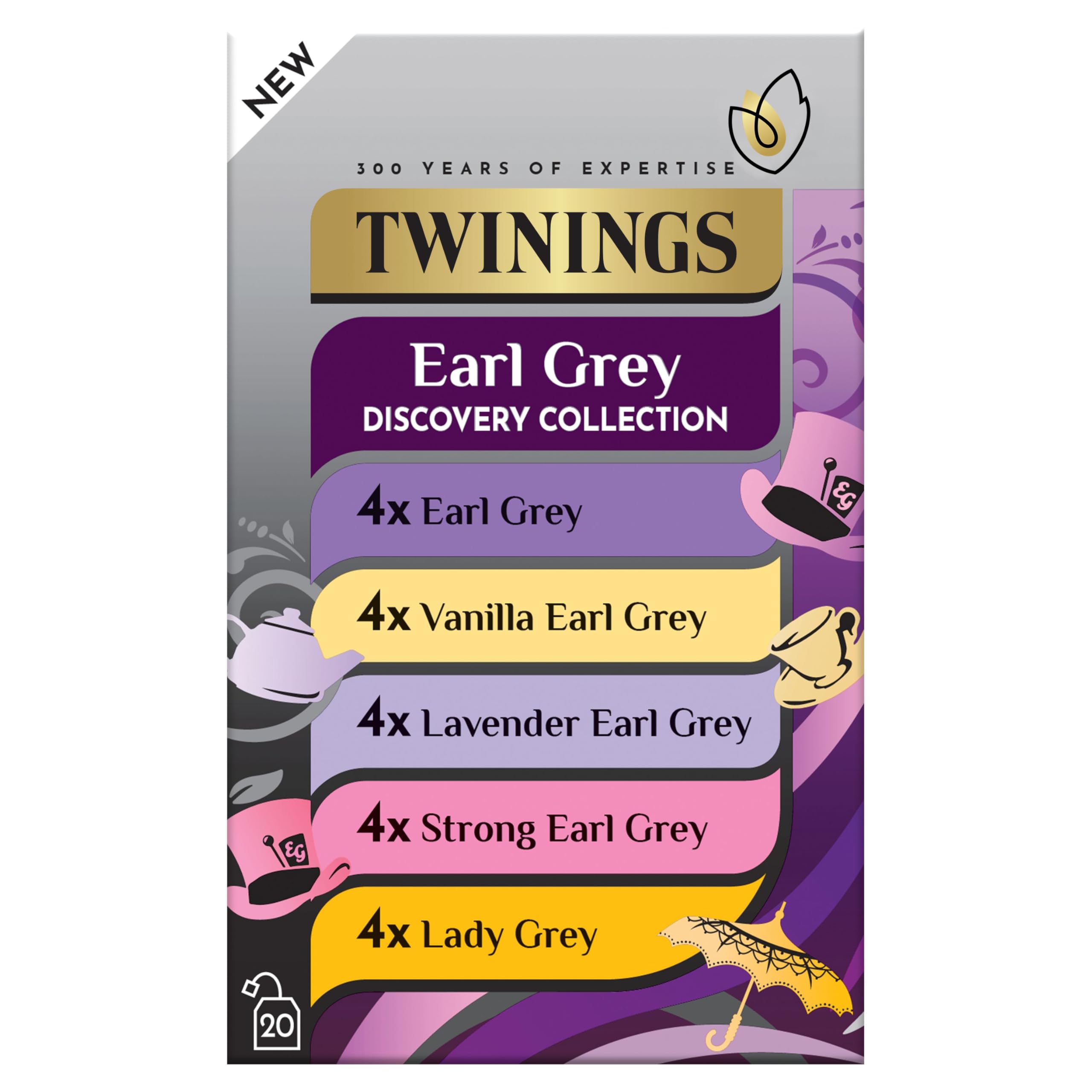 Twinings Earl Grey Collection HT Tea Bags | 4 Boxes of 20 Bags | Bergamot Flavor