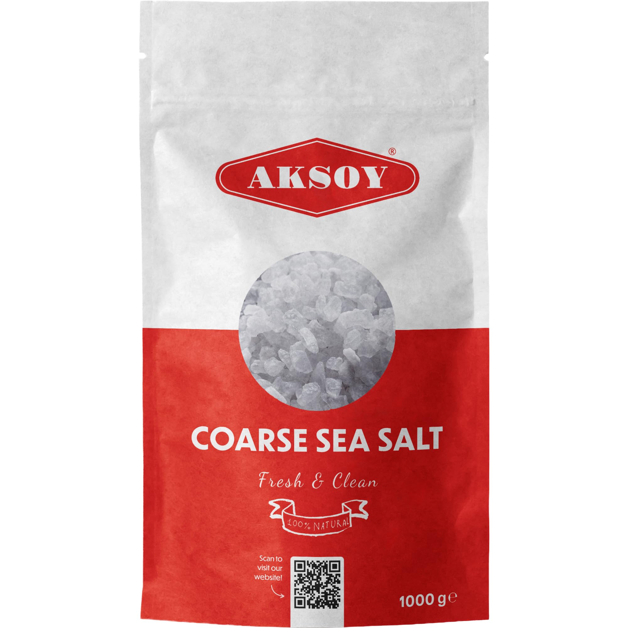 AKSOY Coarse Sea Salt - 1KG Premium Grain | Natural & Unrefined | GMO Free