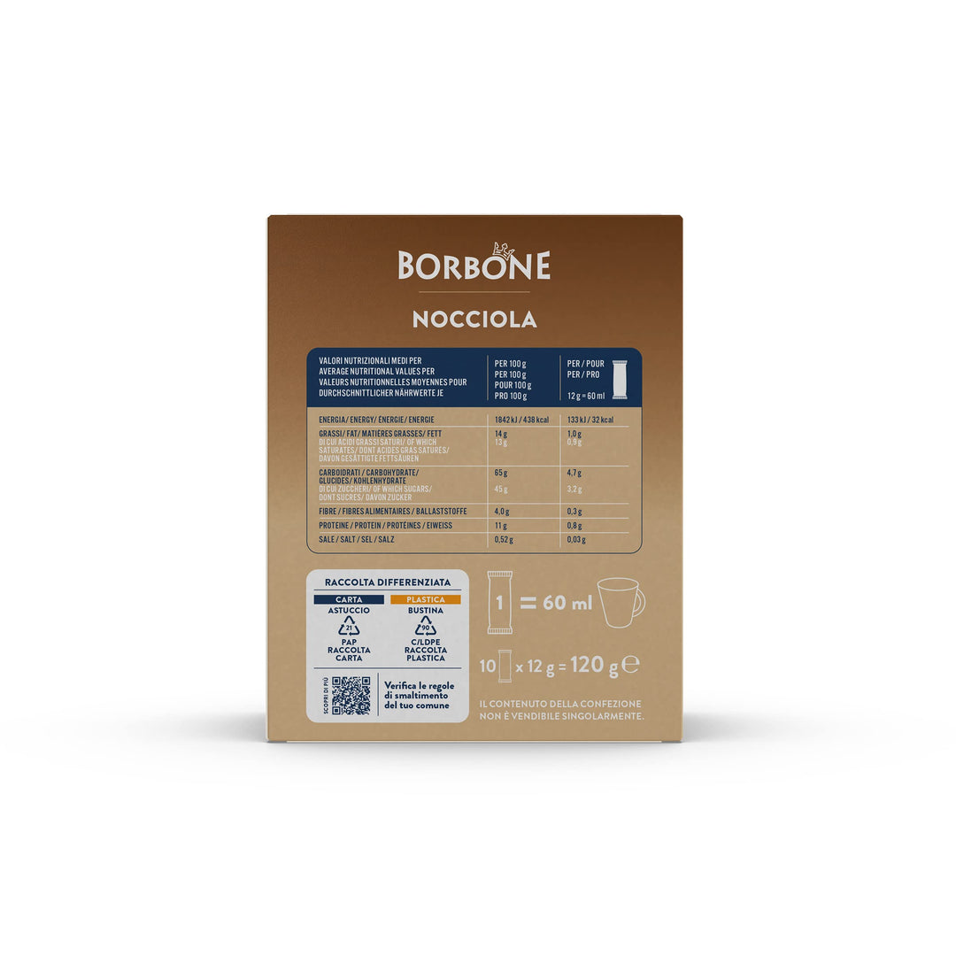 Caffè Borbone Hazelnut Sticks, 80 Sticks (8 x 10) - Instant Hazelnut Cappuccino for Pod Systems