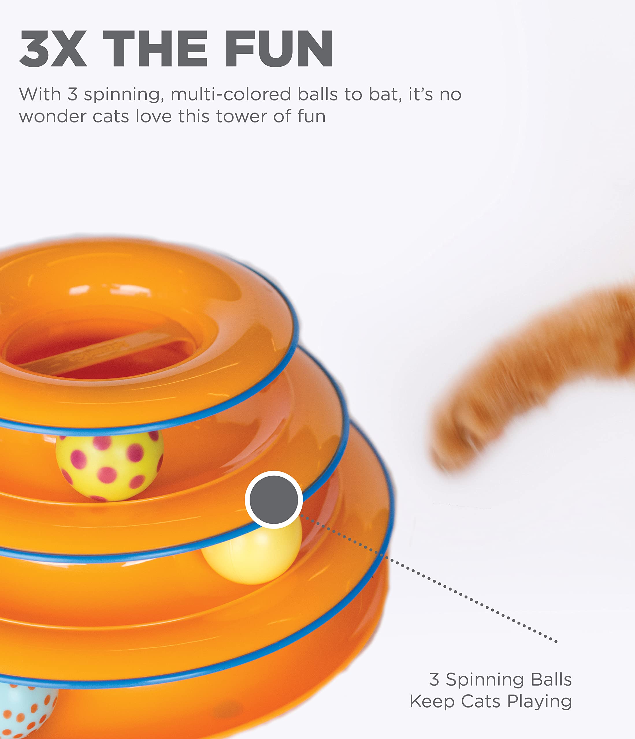 Catstages Tower of Tracks Cat Toy – 3-Level Interactive Ball Track Game for Cats