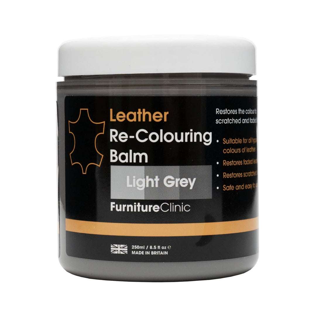 Furniture Clinic Leather Recolouring Balm - Light Grey for Faded & Scratched Sofas, Car Seats, Shoes, Clothing