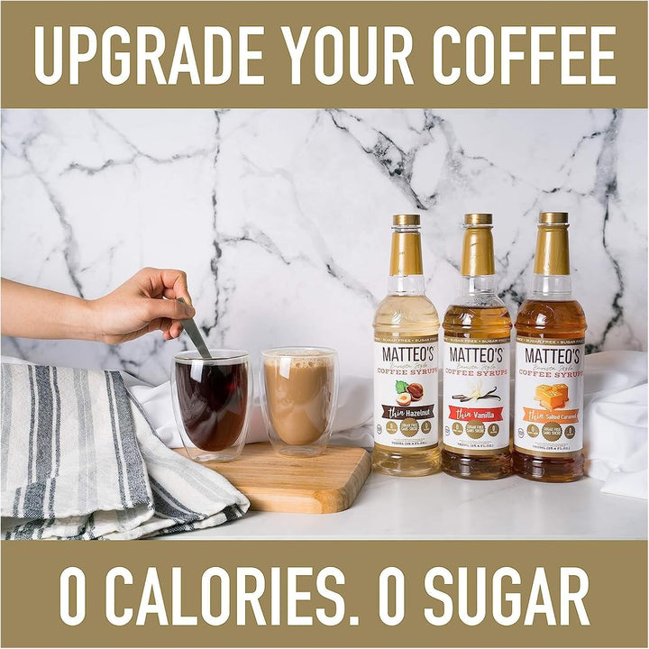 Matteo's Sugar Free Coffee Flavoring Syrup, Hazelnut, 0 Calorie, Keto Friendly, 25.4 Oz