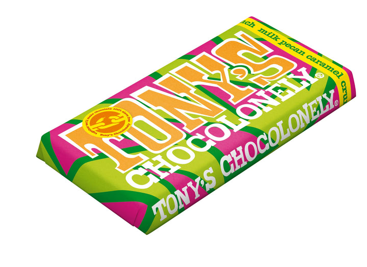 Tony's Chocolonely Milk Pecan Caramel Crunch Chocolate Bar - 180g, Fairtrade Belgian Chocolate
