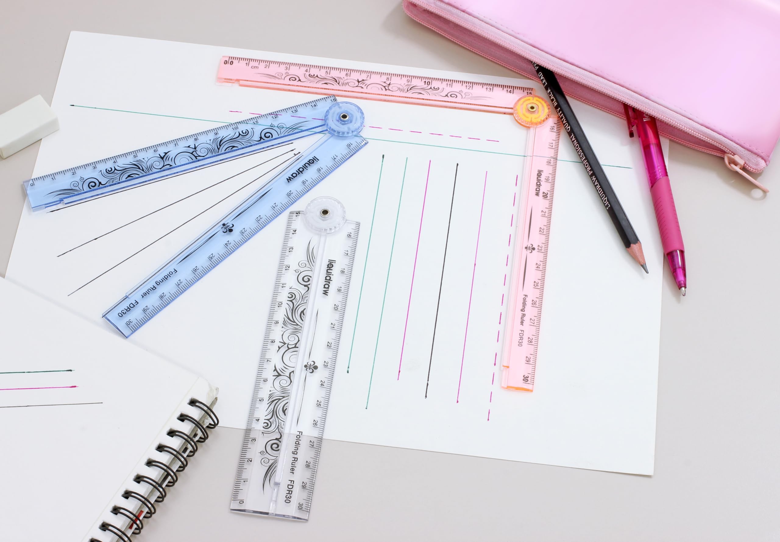 Liquidraw Folding Ruler - 30cm Graduated, Clear Plastic, Foldable to 15cm | Model FDR30 6
