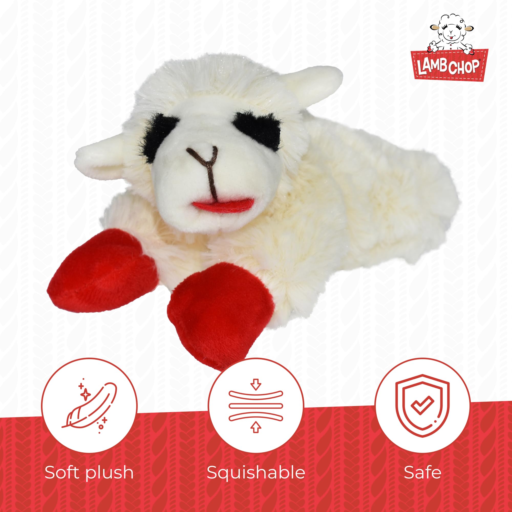 Multipet Lambchop Mini Plush Squeaky Dog Toy - 7 Inches, White, Made In America 3